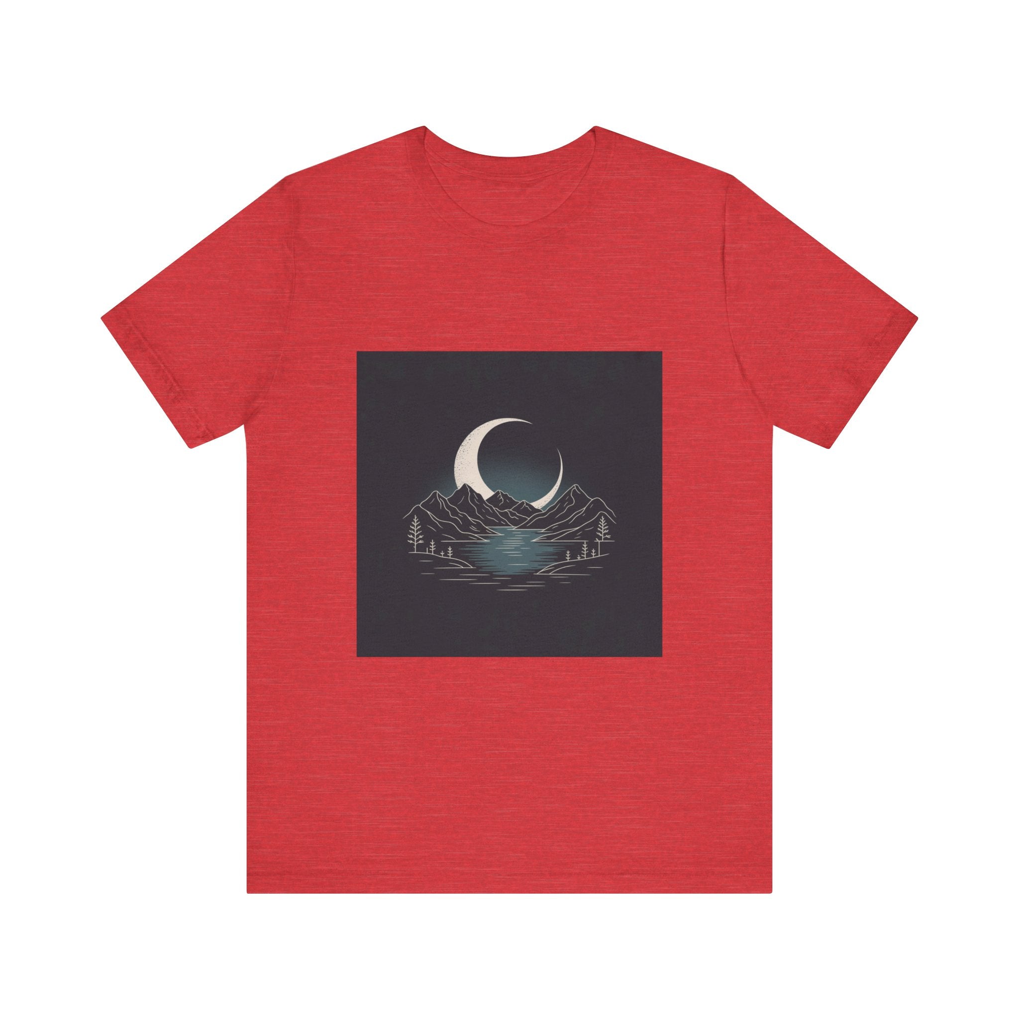 Moonlit Mountains Unisex Tee, Cozy Graphic T-Shirt, Casual Wear for Nature Lovers, Gift for Campers, Perfect for Outdoor Adventures