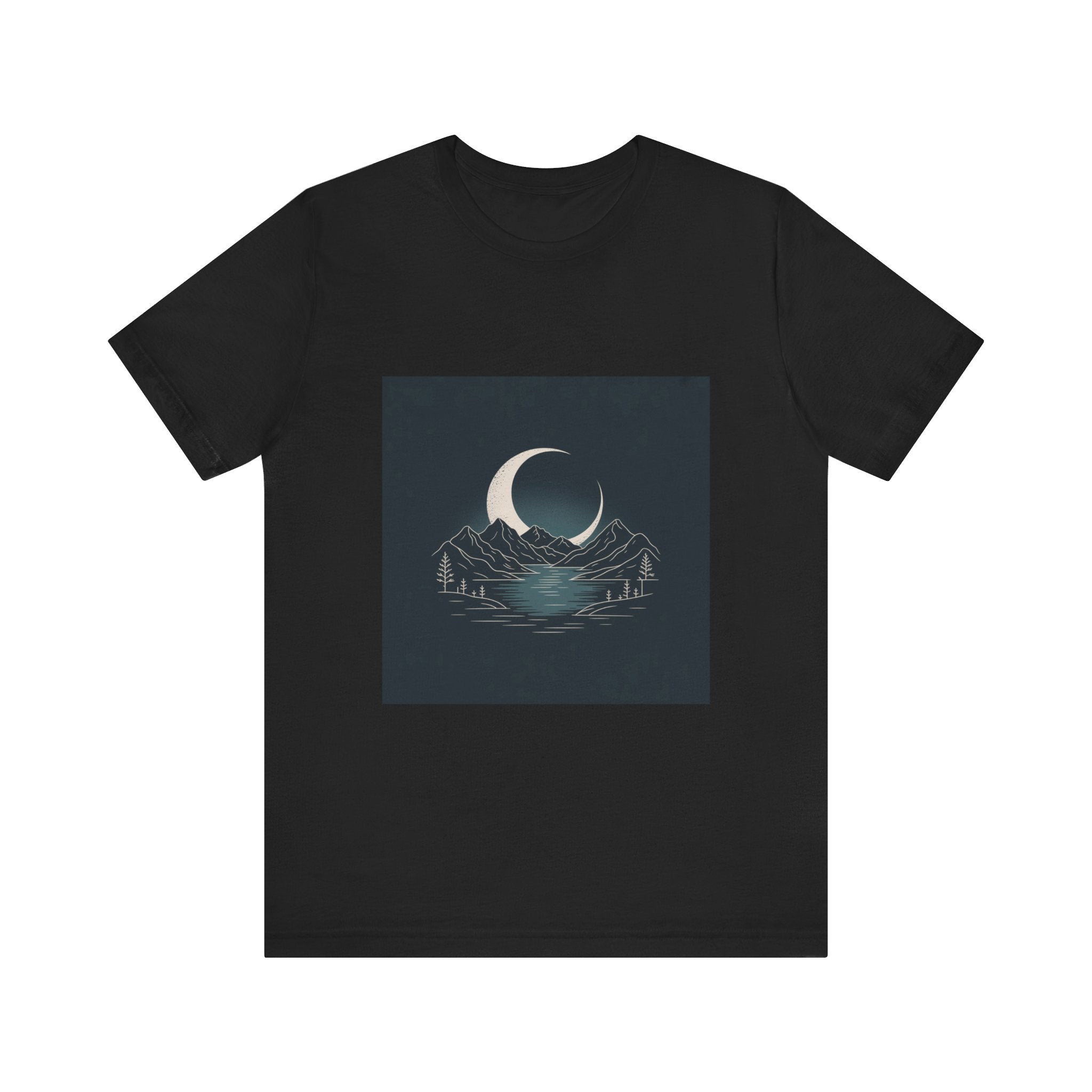 Moonlit Mountains Unisex Tee, Cozy Graphic T-Shirt, Casual Wear for Nature Lovers, Gift for Campers, Perfect for Outdoor Adventures