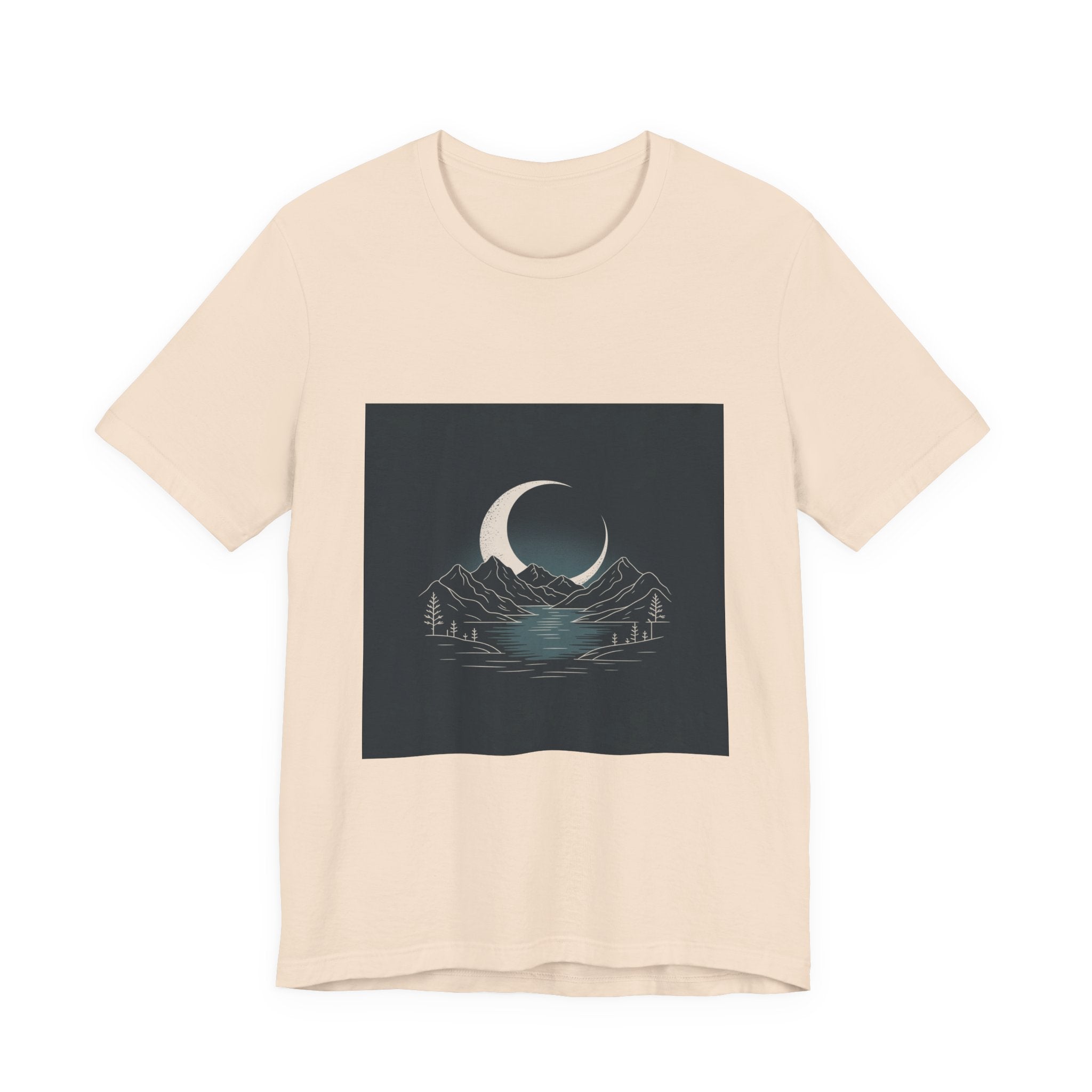 Moonlit Mountains Unisex Tee, Cozy Graphic T-Shirt, Casual Wear for Nature Lovers, Gift for Campers, Perfect for Outdoor Adventures