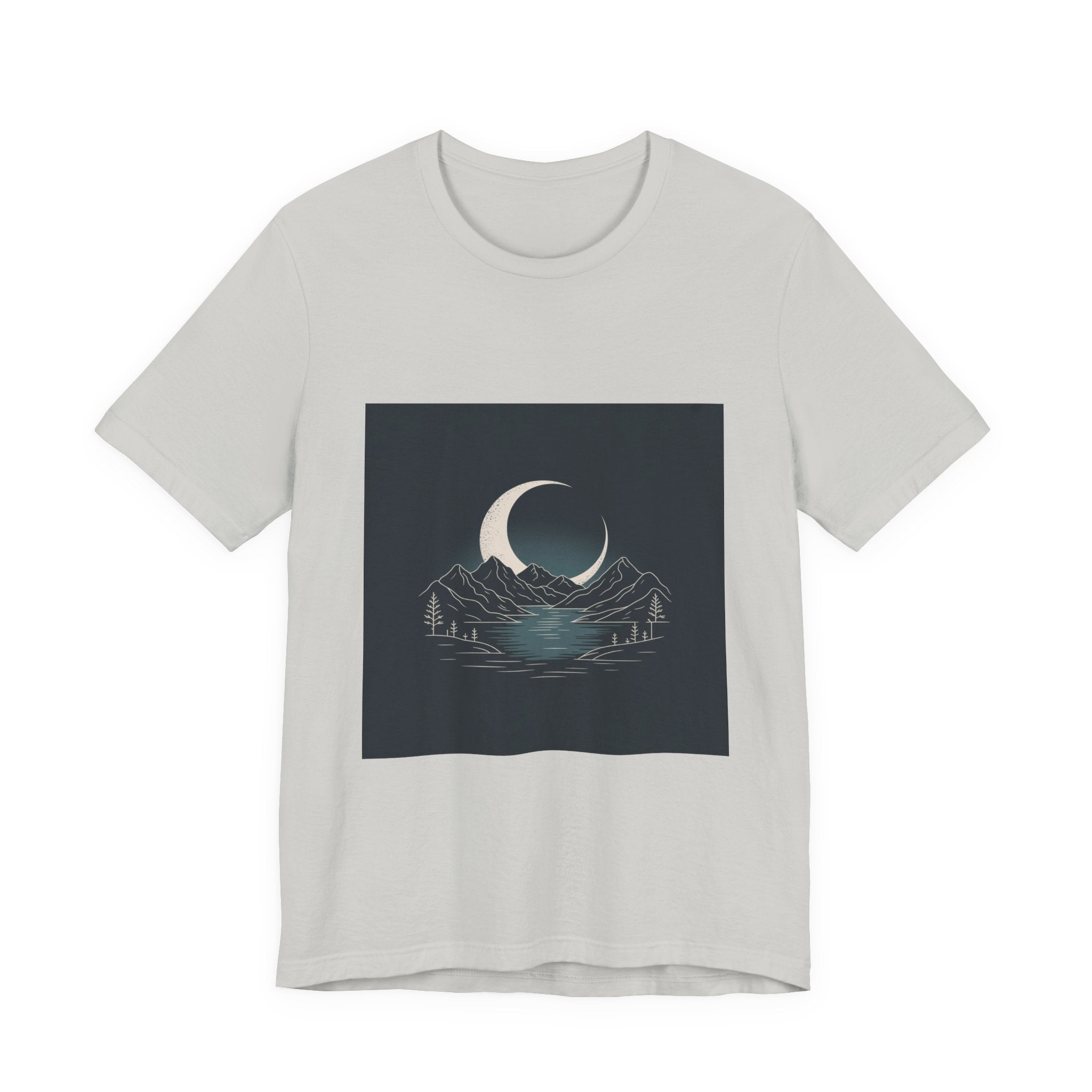 Moonlit Mountains Unisex Tee, Cozy Graphic T-Shirt, Casual Wear for Nature Lovers, Gift for Campers, Perfect for Outdoor Adventures