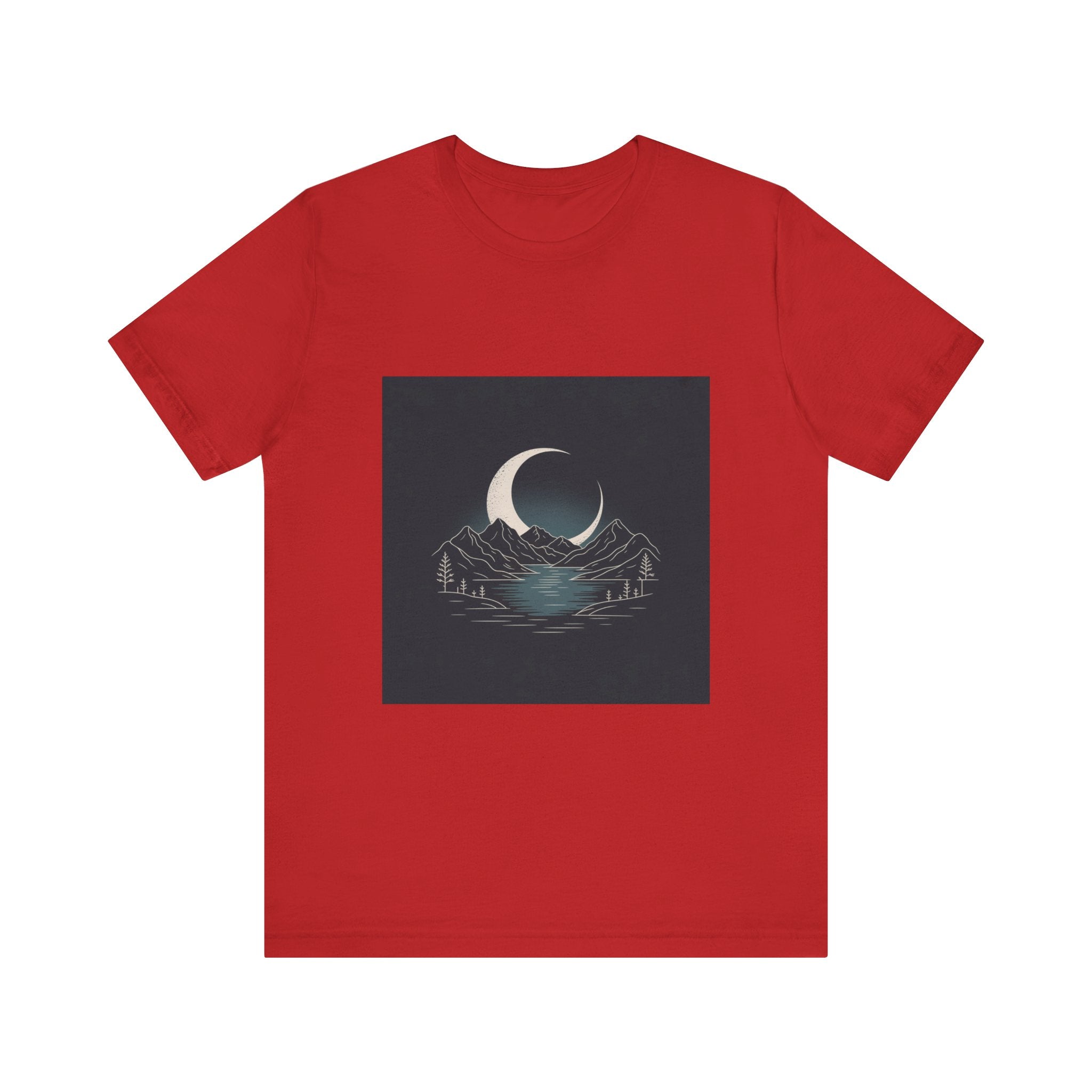 Moonlit Mountains Unisex Tee, Cozy Graphic T-Shirt, Casual Wear for Nature Lovers, Gift for Campers, Perfect for Outdoor Adventures