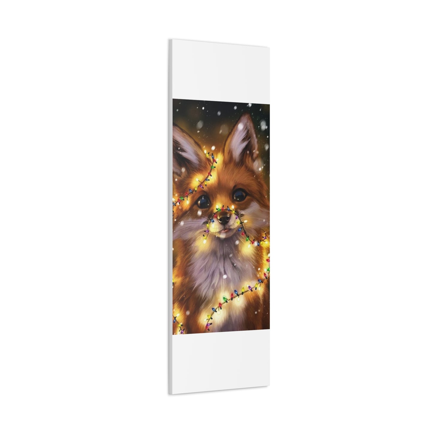 Christmas Fox Canvas Print, Holiday Wall Art, Cute Animal Decor, Light-Up Fox Artwork, Perfect Gift for Pet Lovers