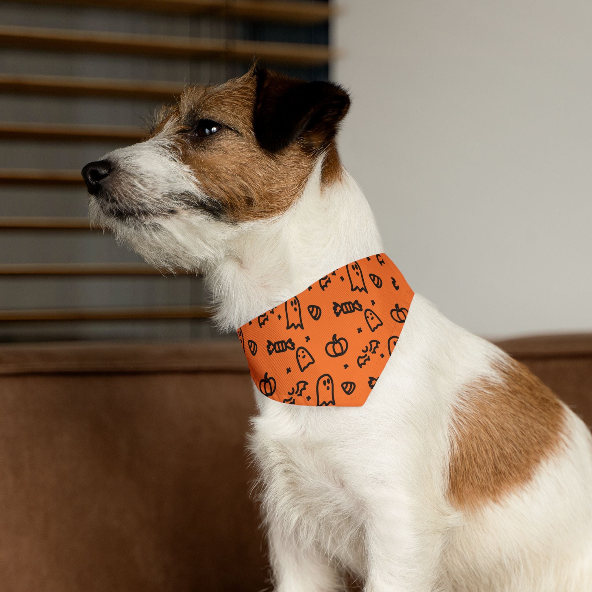 Festive Pet Bandana, Autumn Dog Accessory, Pumpkin Halloween Style, Stylish Collar Wrap, Pet Clothing for Fall Celebrations