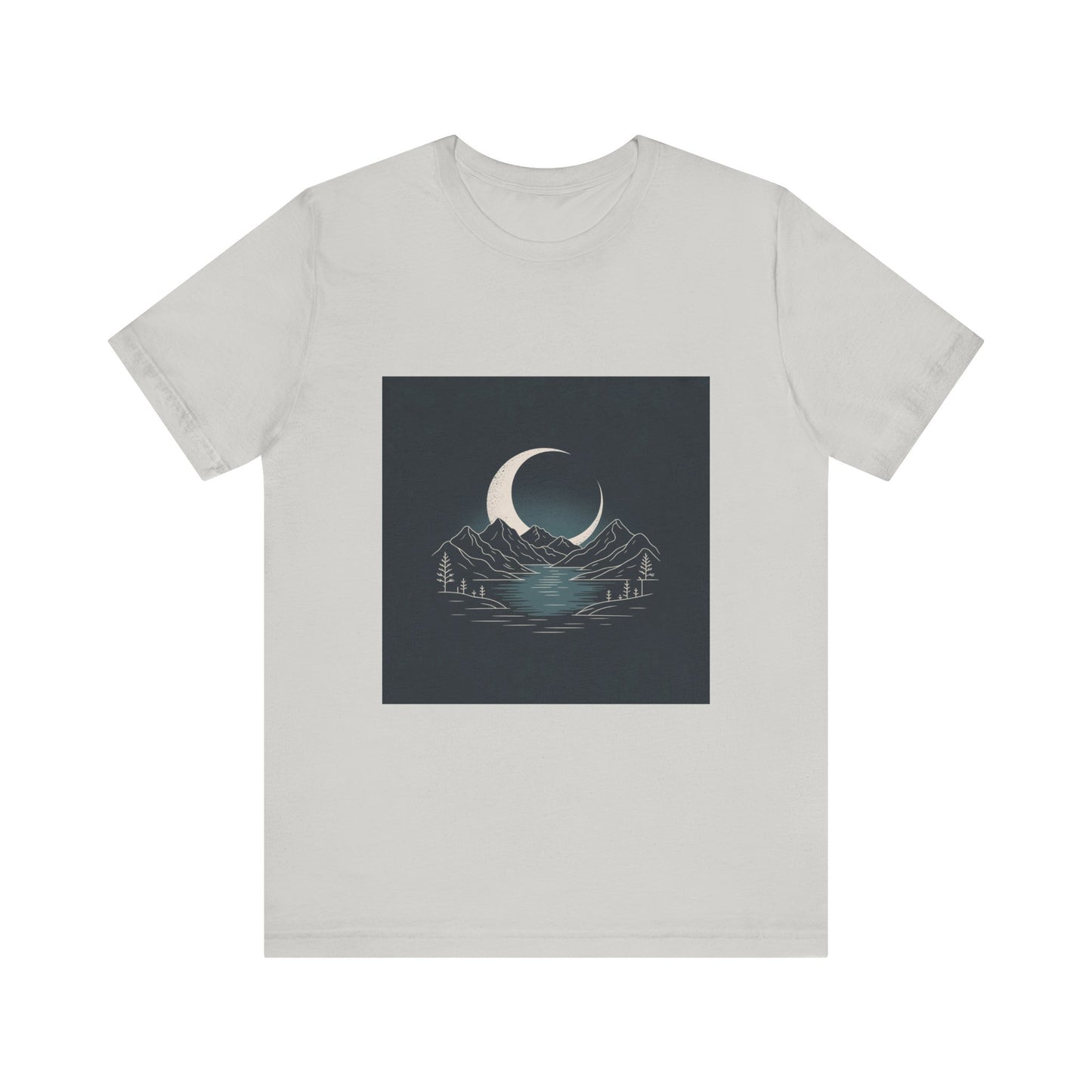 Moonlit Mountains Unisex Tee, Cozy Graphic T-Shirt, Casual Wear for Nature Lovers, Gift for Campers, Perfect for Outdoor Adventures