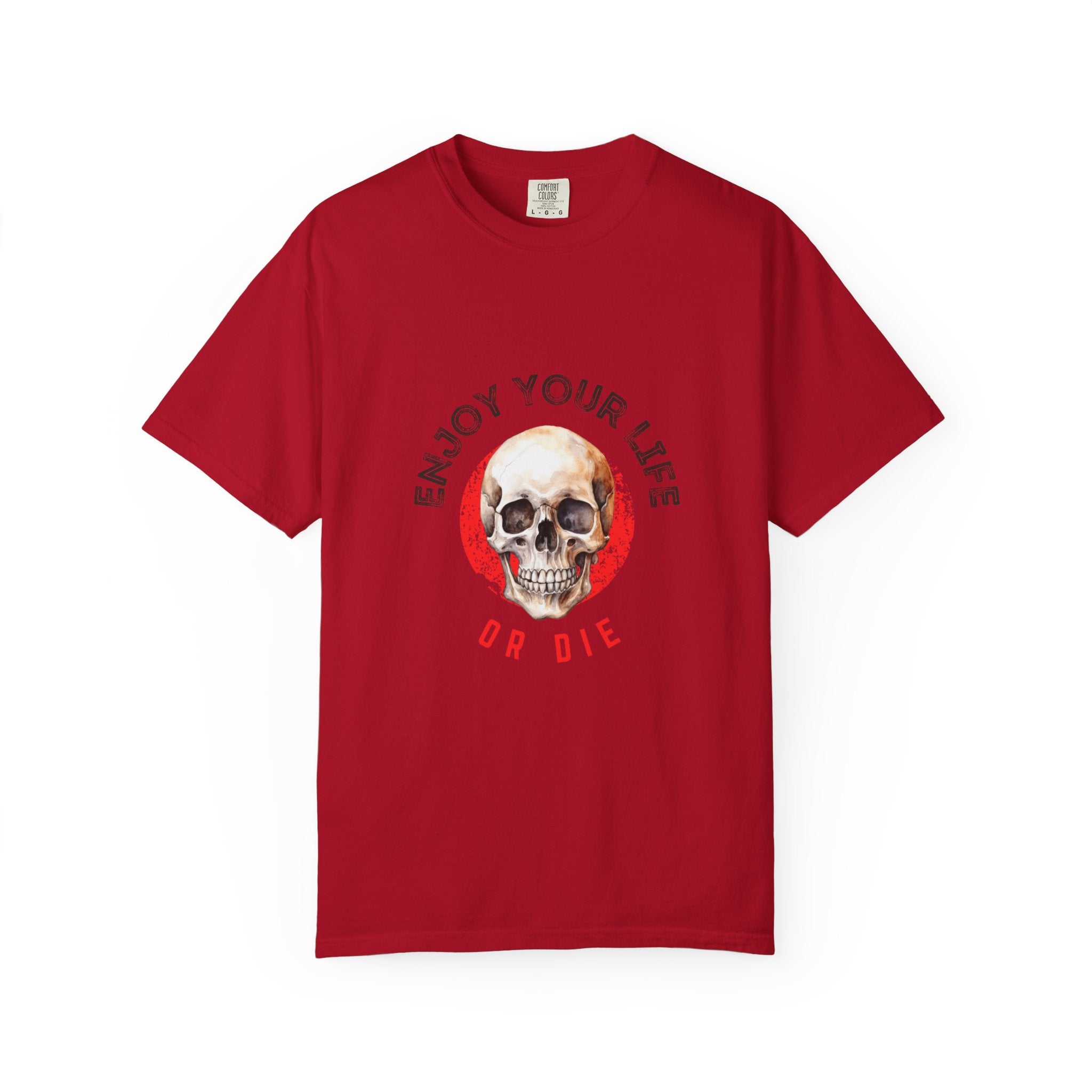 Skull Graphic T-Shirt, Enjoy Your Life Tee, Unisex Casual Shirt, Alternative Fashion, Edgy Gift for Halloween, Summer Wardrobe