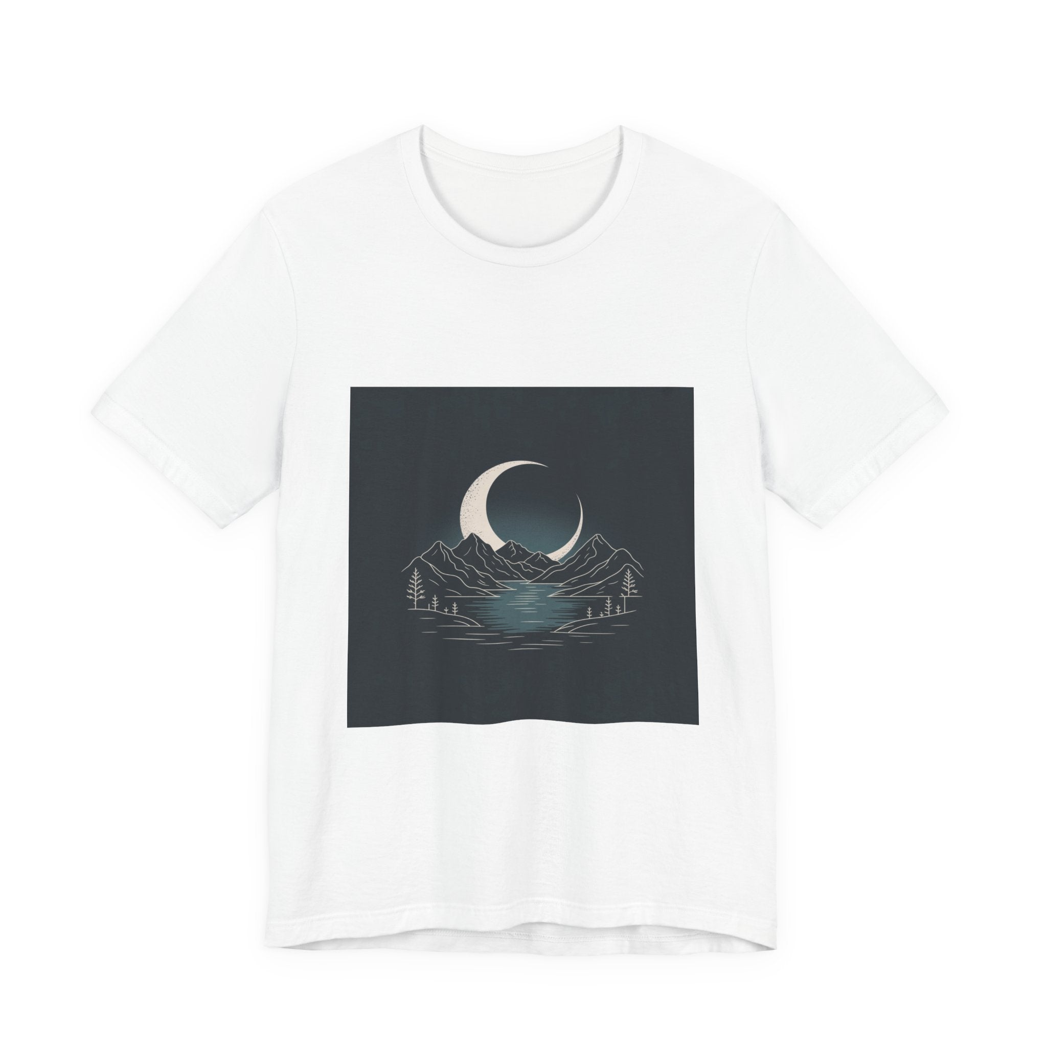 Moonlit Mountains Unisex Tee, Cozy Graphic T-Shirt, Casual Wear for Nature Lovers, Gift for Campers, Perfect for Outdoor Adventures