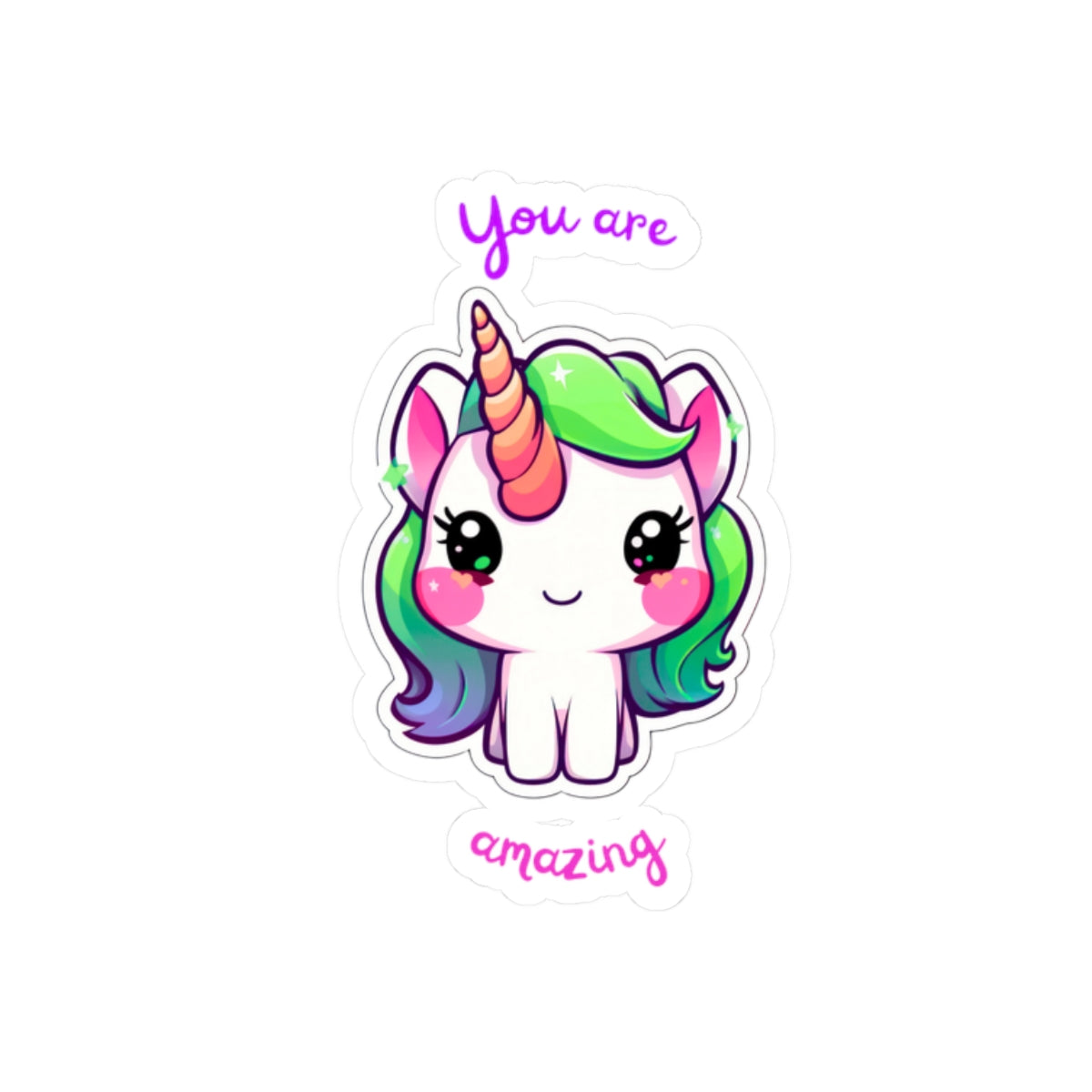 Cute Unicorn Kiss-Cut Stickers - You Are Amazing, Laptop Decor, Gift for Friends, Journals, Party Favors, Kids Stickers