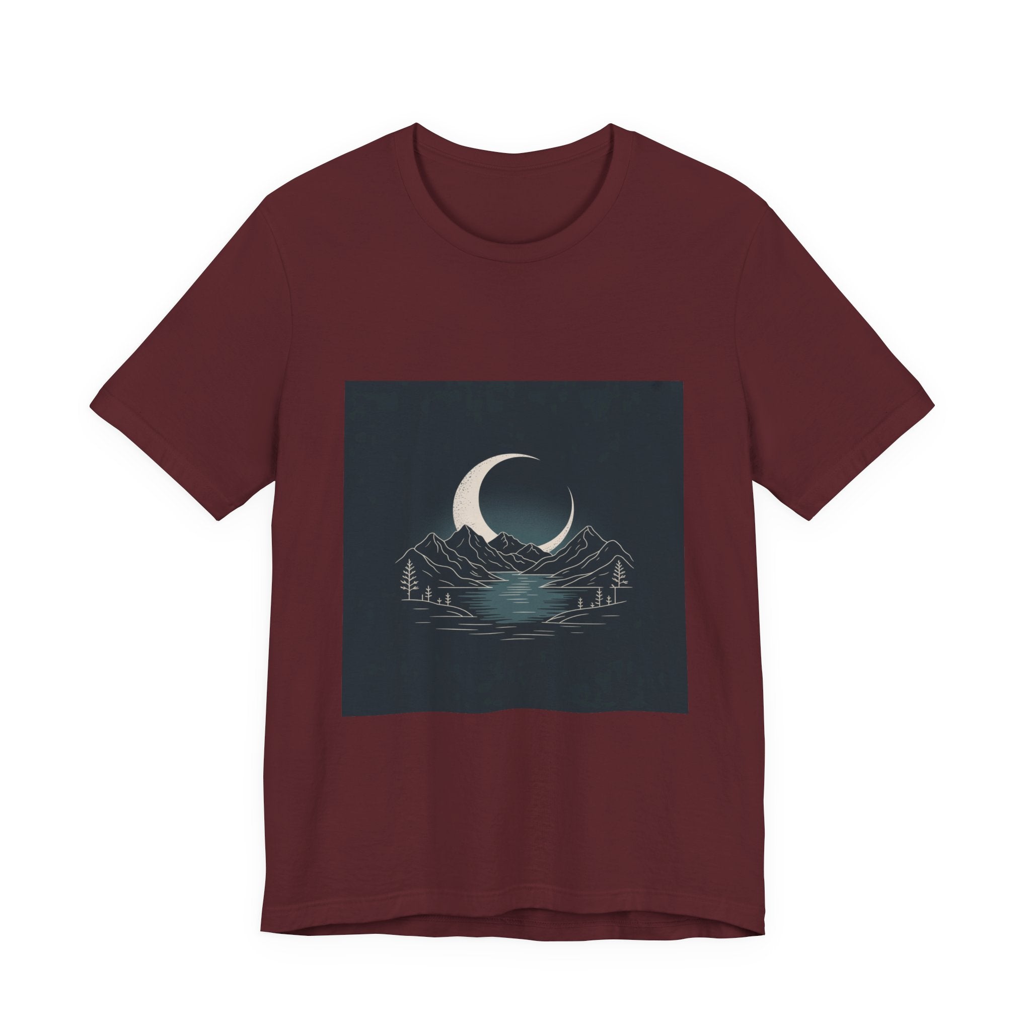 Moonlit Mountains Unisex Tee, Cozy Graphic T-Shirt, Casual Wear for Nature Lovers, Gift for Campers, Perfect for Outdoor Adventures