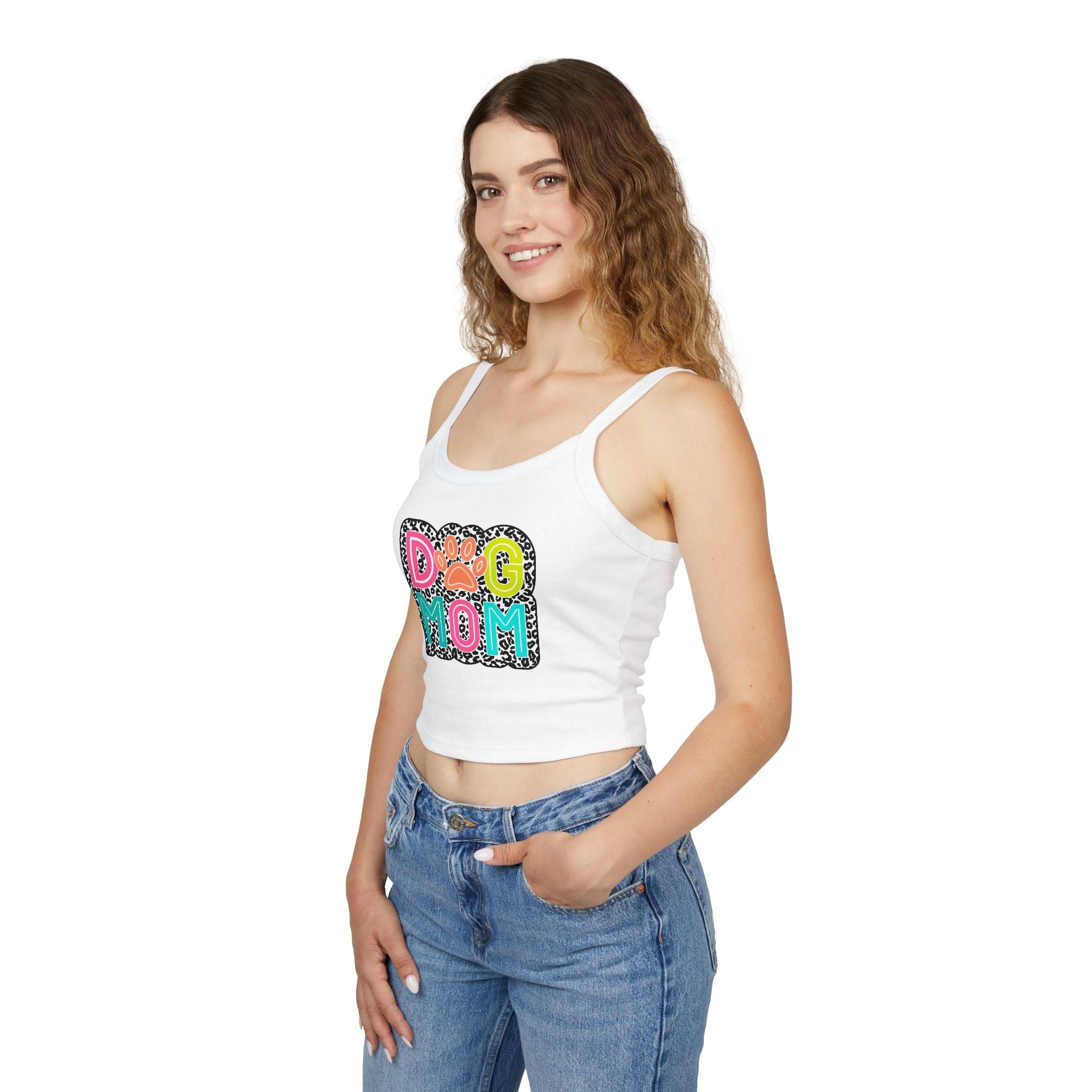 Dog Mom Spaghetti Strap Tank Top - Cute Pet Lover Shirt! Perfect for Summer, Gifts for Dog Lovers, Casual Wear, Pet Owners, Animal Lovers