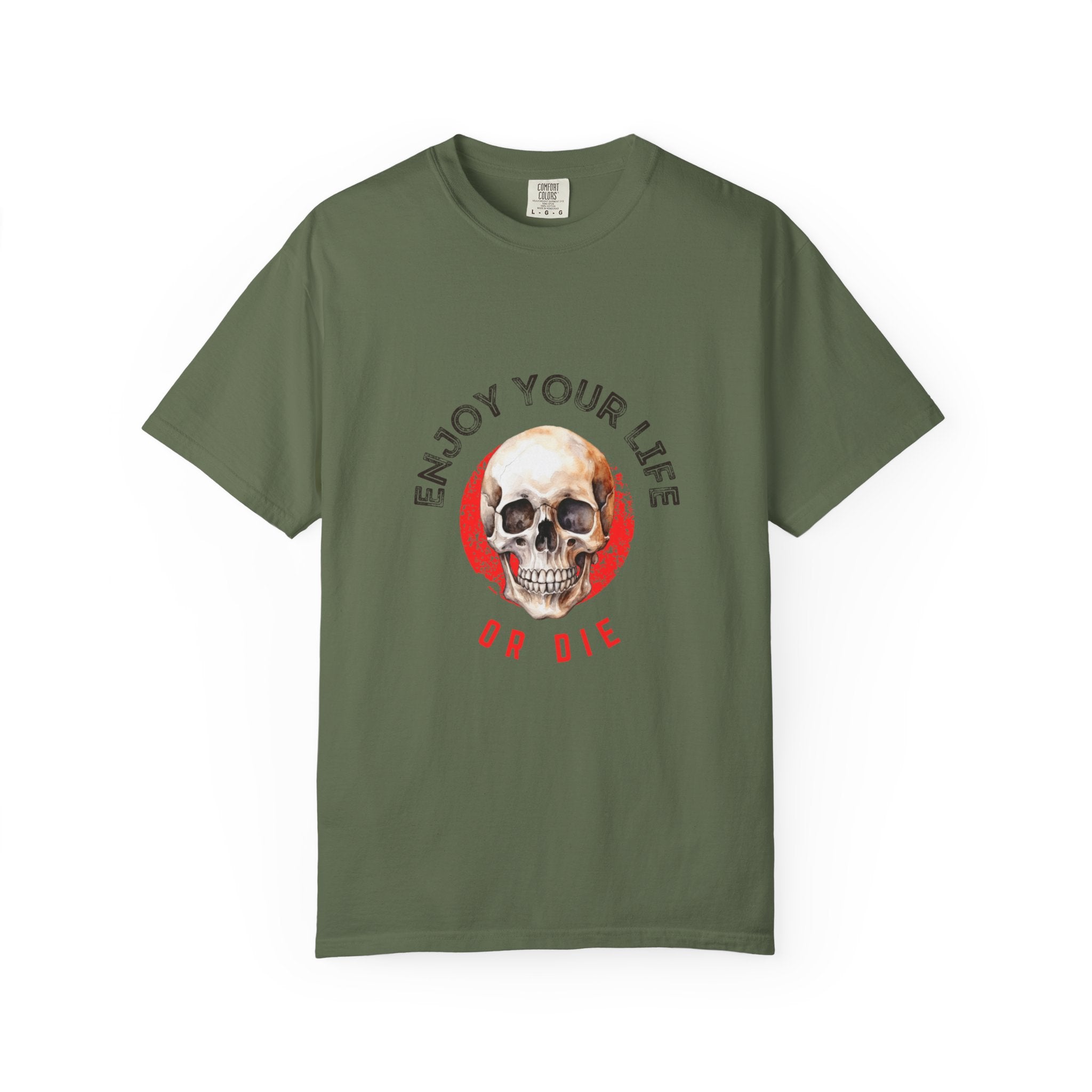 Skull Graphic T-Shirt, Enjoy Your Life Tee, Unisex Casual Shirt, Alternative Fashion, Edgy Gift for Halloween, Summer Wardrobe