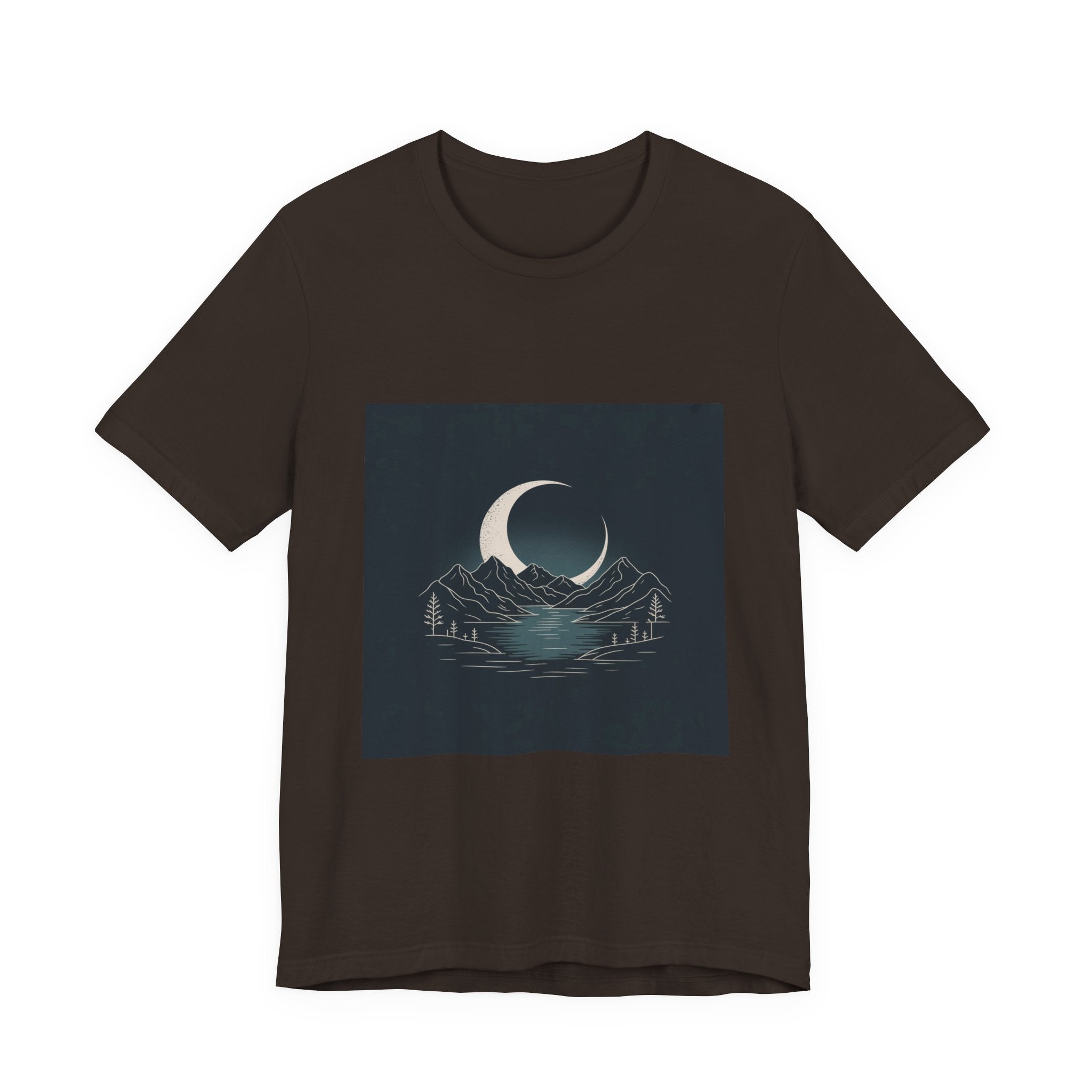 Moonlit Mountains Unisex Tee, Cozy Graphic T-Shirt, Casual Wear for Nature Lovers, Gift for Campers, Perfect for Outdoor Adventures