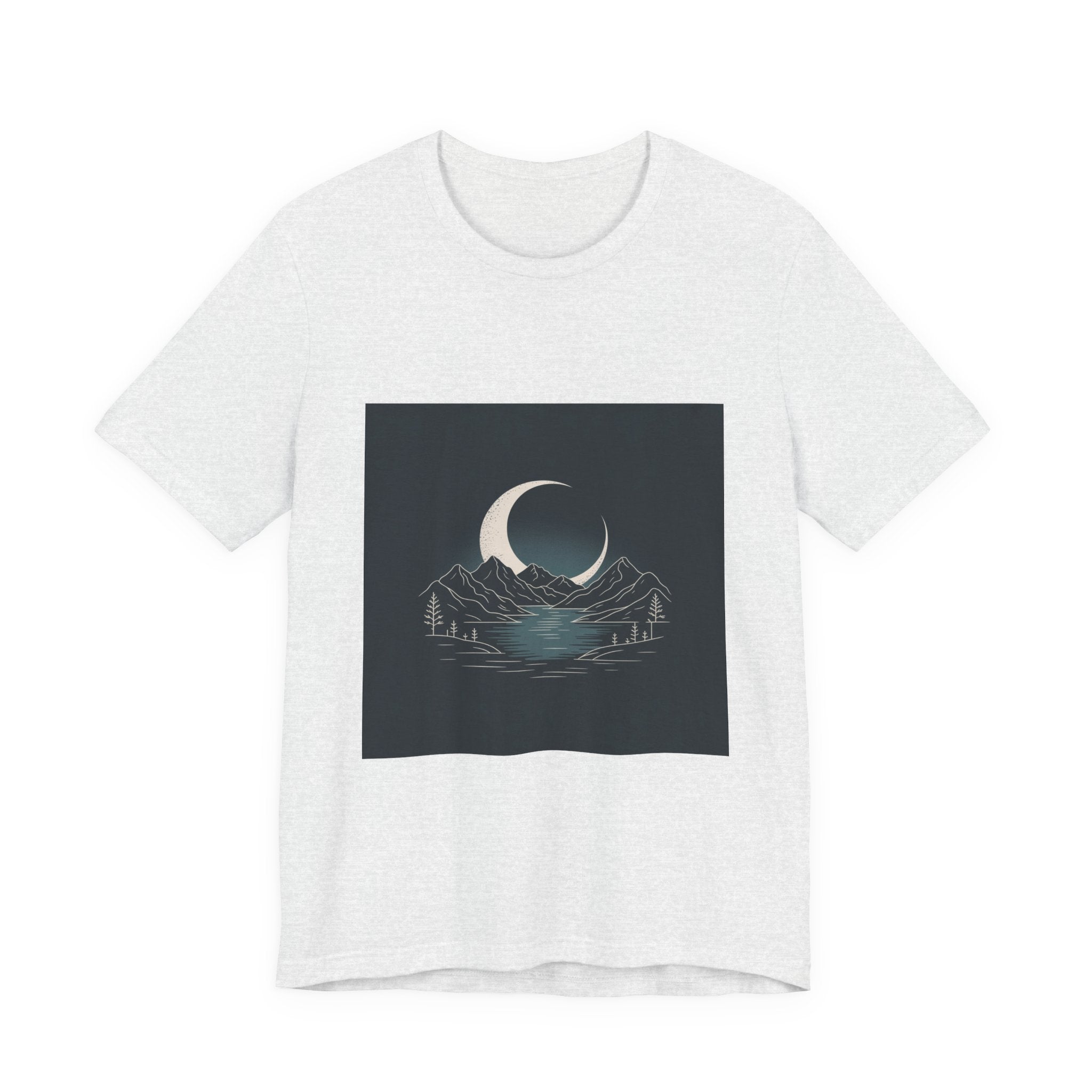 Moonlit Mountains Unisex Tee, Cozy Graphic T-Shirt, Casual Wear for Nature Lovers, Gift for Campers, Perfect for Outdoor Adventures