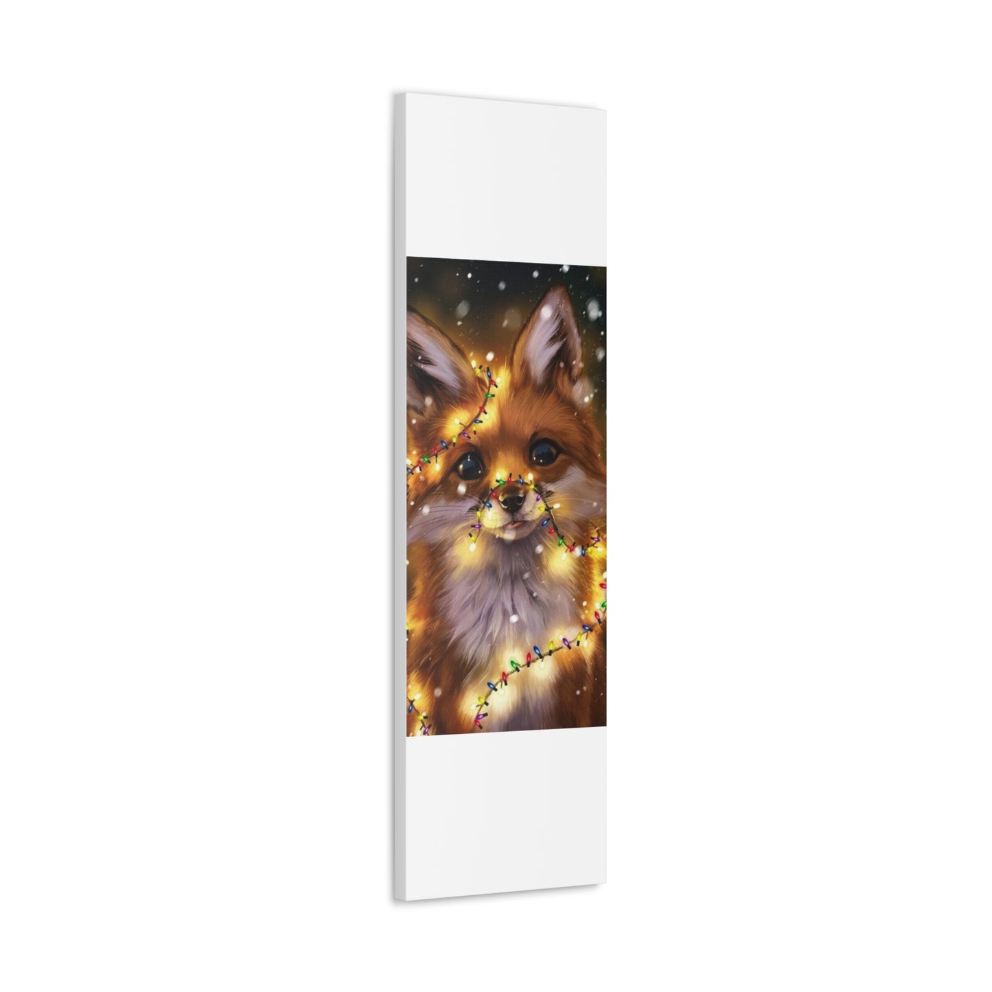 Christmas Fox Canvas Print, Holiday Wall Art, Cute Animal Decor, Light-Up Fox Artwork, Perfect Gift for Pet Lovers