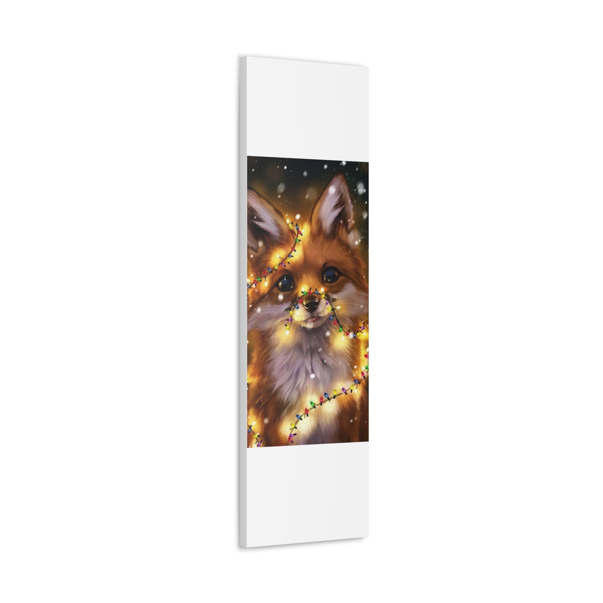 Christmas Fox Canvas Print, Holiday Wall Art, Cute Animal Decor, Light-Up Fox Artwork, Perfect Gift for Pet Lovers