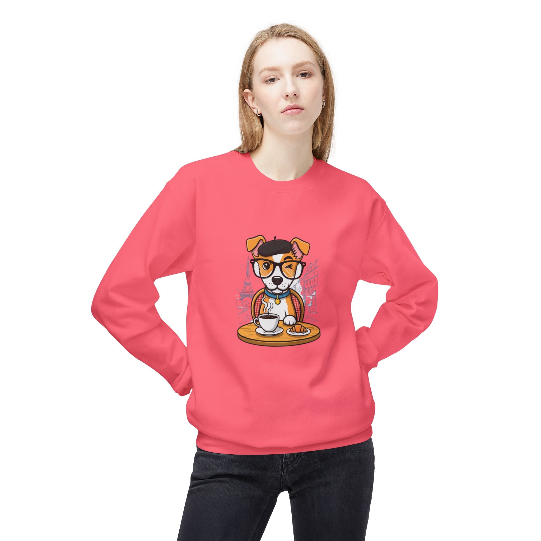 Cute Dog Coffee Lover Sweatshirt, Pet Lover Gift, Cozy Crewneck, Animal Lover Apparel, Funny Sweatshirt for Dog Moms, Casual Outfit