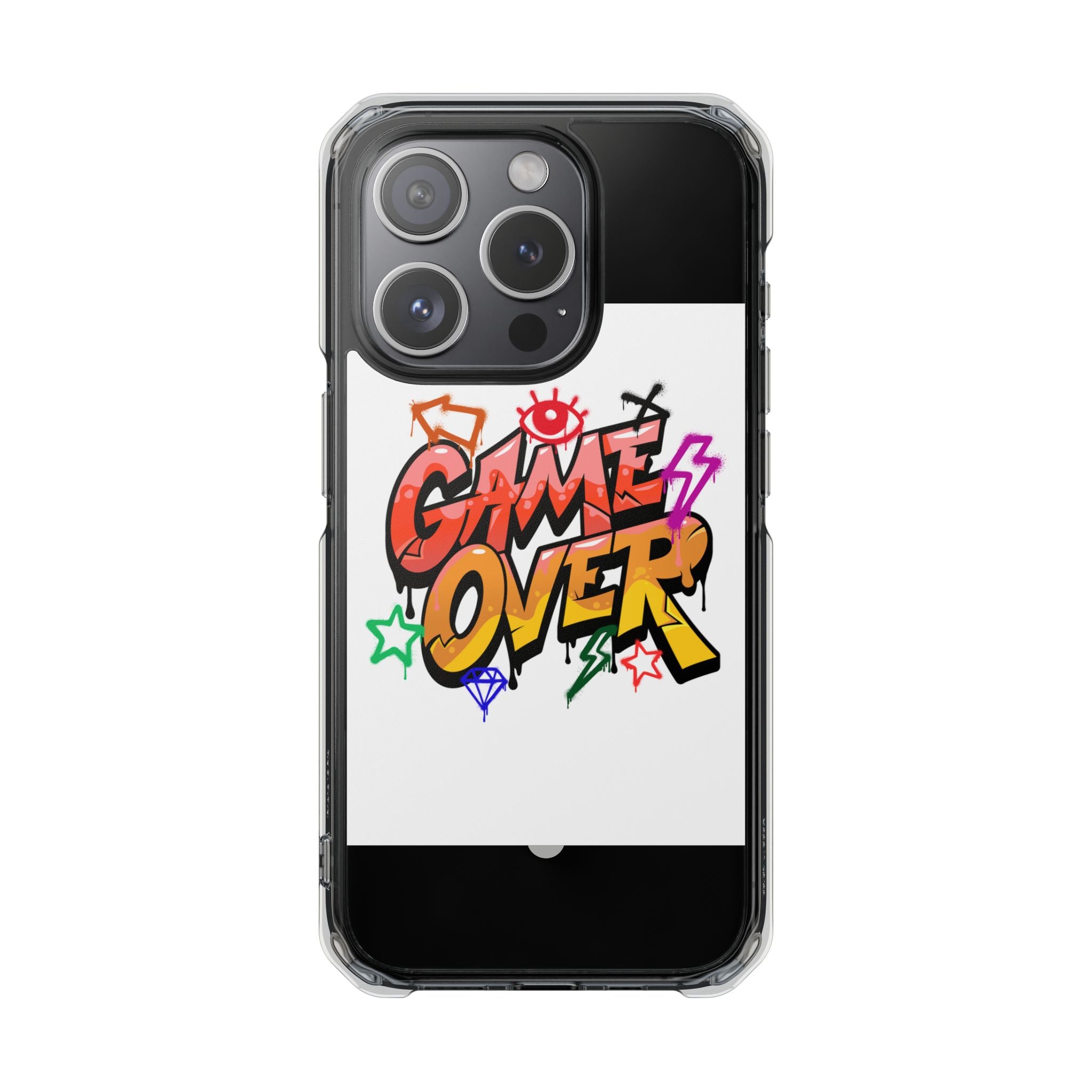 Colorful Game Over Magnetic Phone Case, Custom Impact Case, Fun Phone Accessory, Gifts for Gamers, Unique Phone Cover