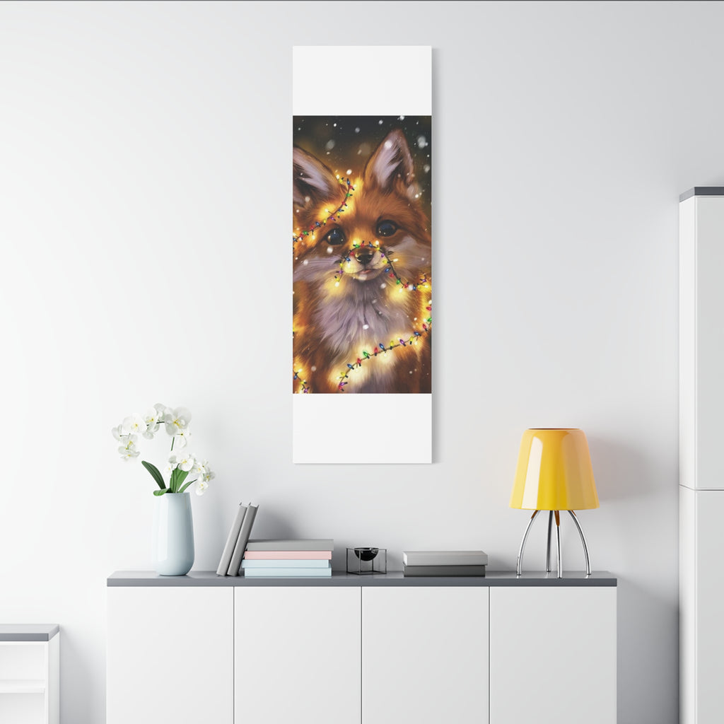 Christmas Fox Canvas Print, Holiday Wall Art, Cute Animal Decor, Light-Up Fox Artwork, Perfect Gift for Pet Lovers