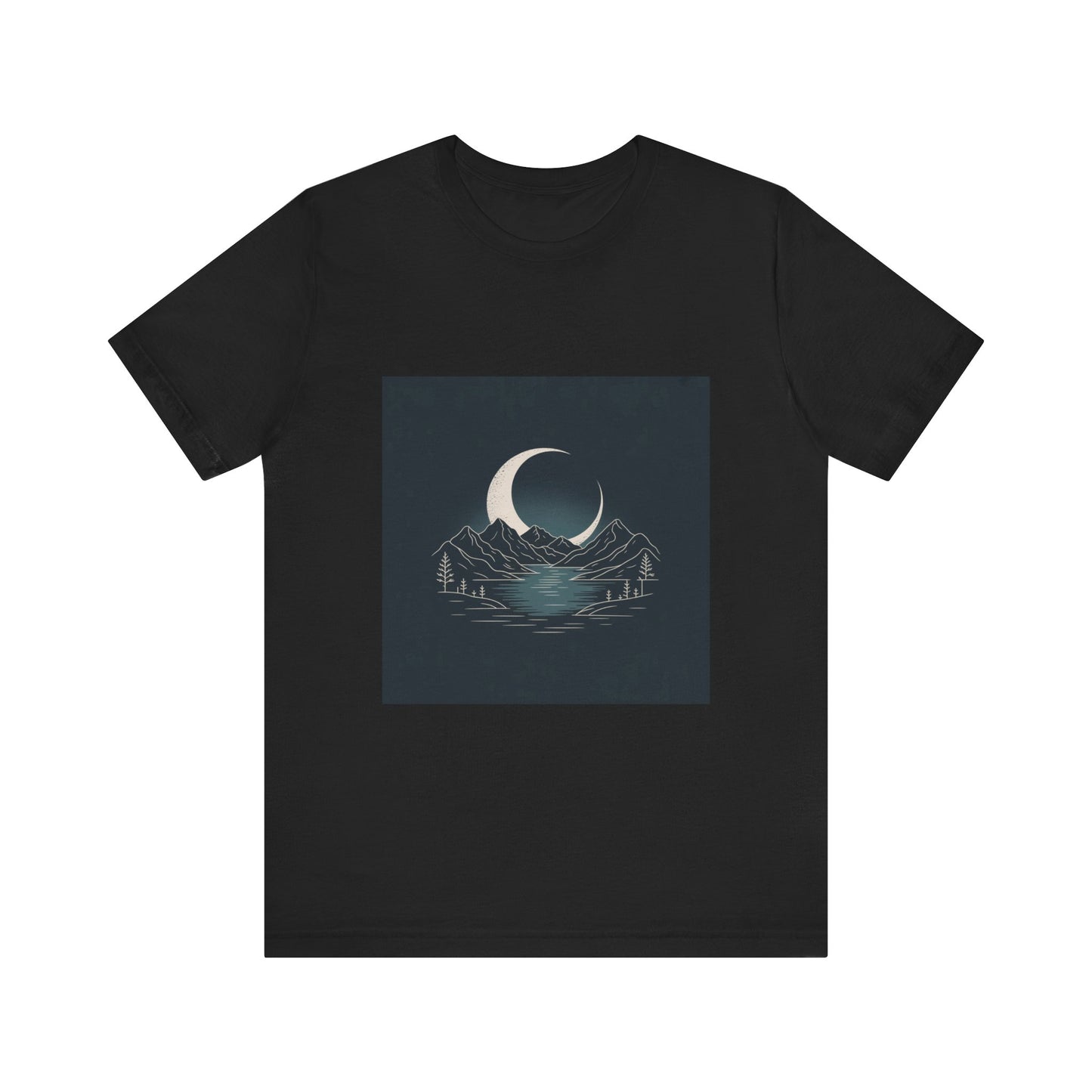 Moonlit Mountains Unisex Tee, Cozy Graphic T-Shirt, Casual Wear for Nature Lovers, Gift for Campers, Perfect for Outdoor Adventures