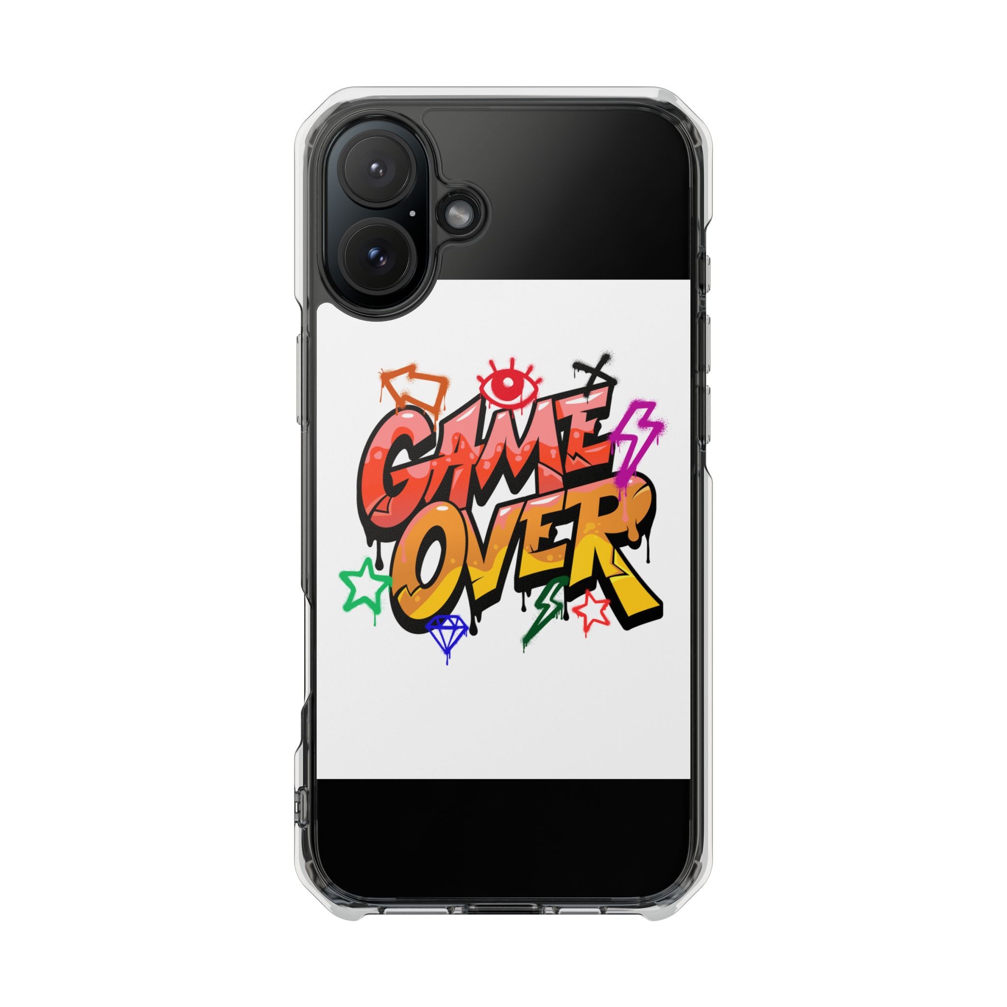 Colorful Game Over Magnetic Phone Case, Custom Impact Case, Fun Phone Accessory, Gifts for Gamers, Unique Phone Cover