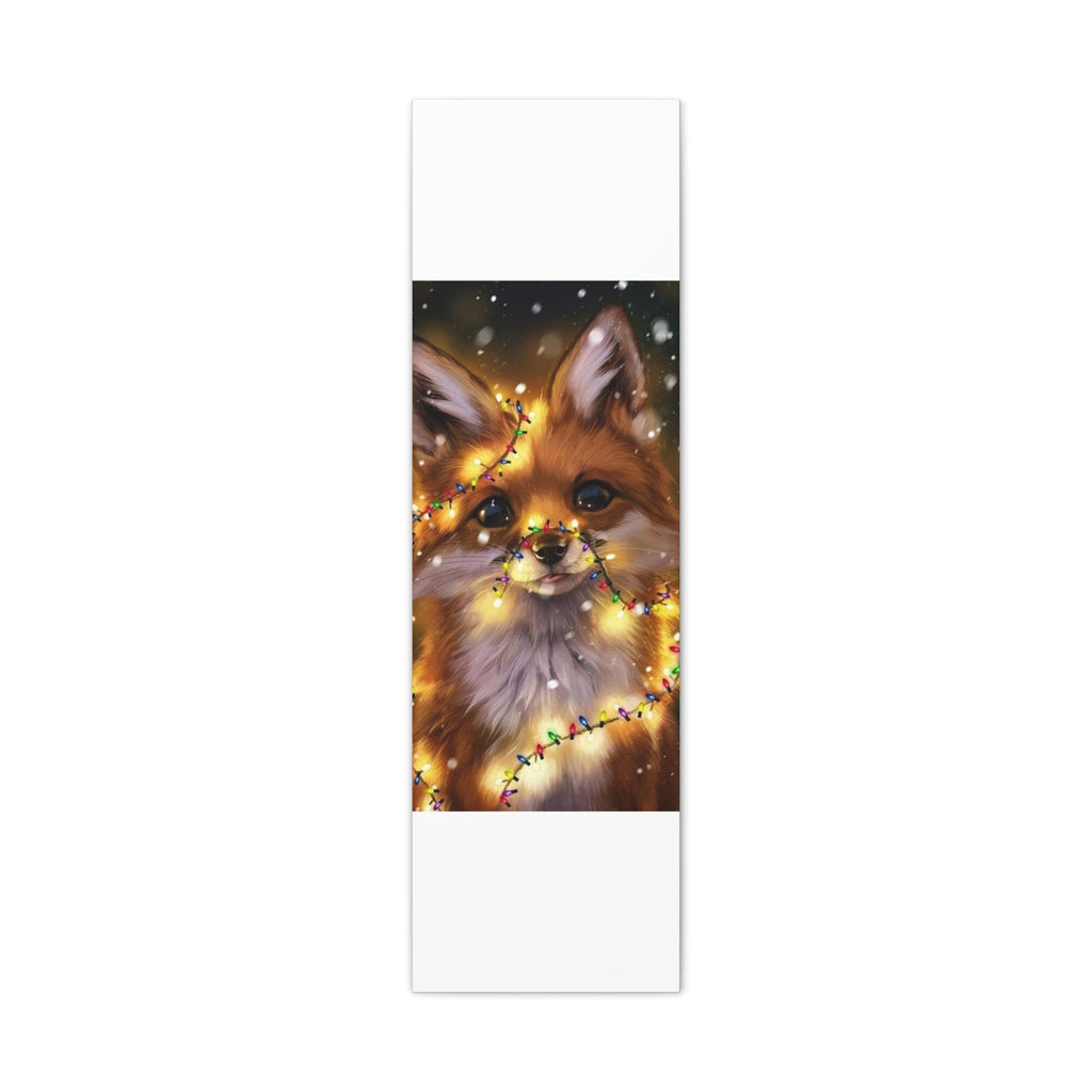 Christmas Fox Canvas Print, Holiday Wall Art, Cute Animal Decor, Light-Up Fox Artwork, Perfect Gift for Pet Lovers