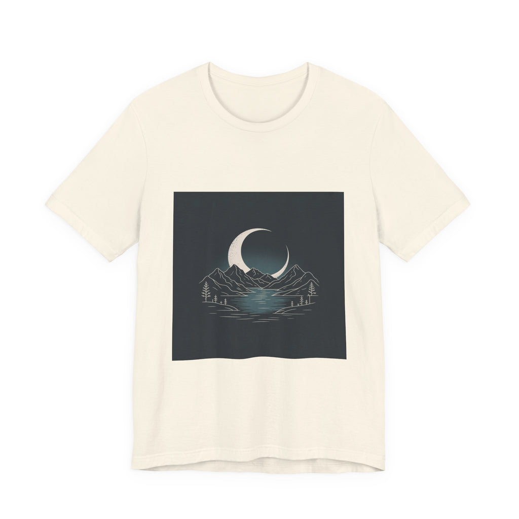 Moonlit Mountains Unisex Tee, Cozy Graphic T-Shirt, Casual Wear for Nature Lovers, Gift for Campers, Perfect for Outdoor Adventures