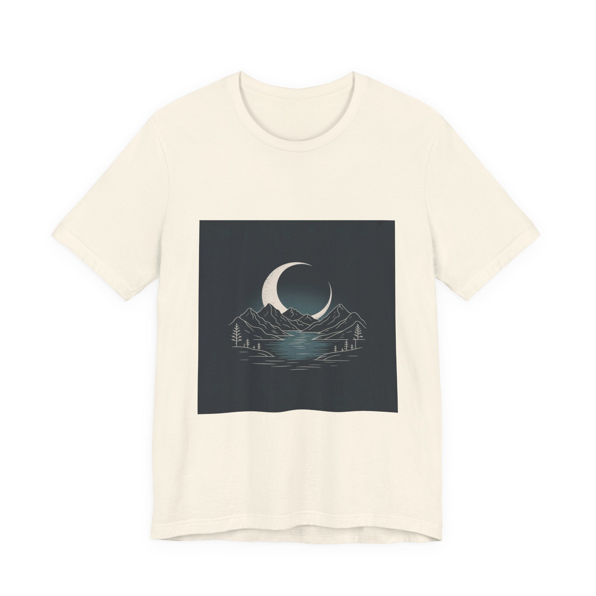 Moonlit Mountains Unisex Tee, Cozy Graphic T-Shirt, Casual Wear for Nature Lovers, Gift for Campers, Perfect for Outdoor Adventures