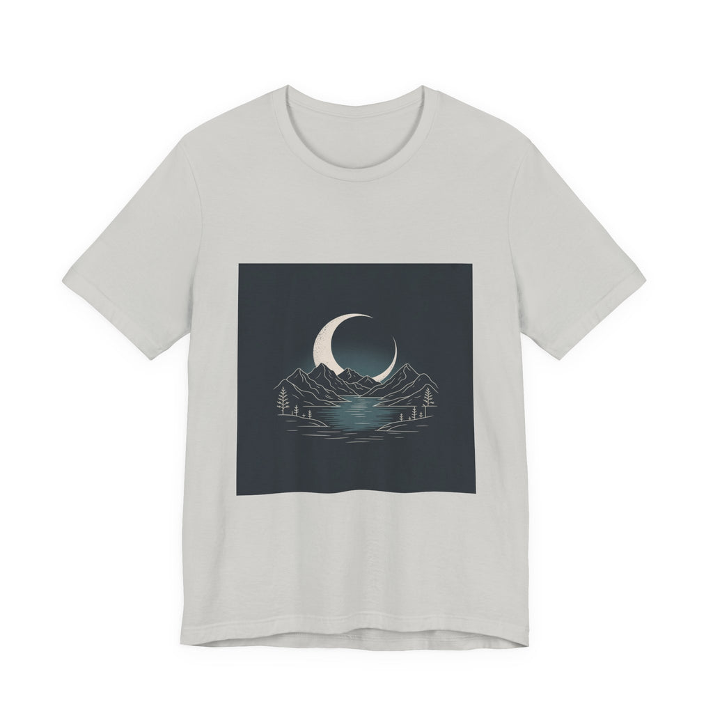 Moonlit Mountains Unisex Tee, Cozy Graphic T-Shirt, Casual Wear for Nature Lovers, Gift for Campers, Perfect for Outdoor Adventures