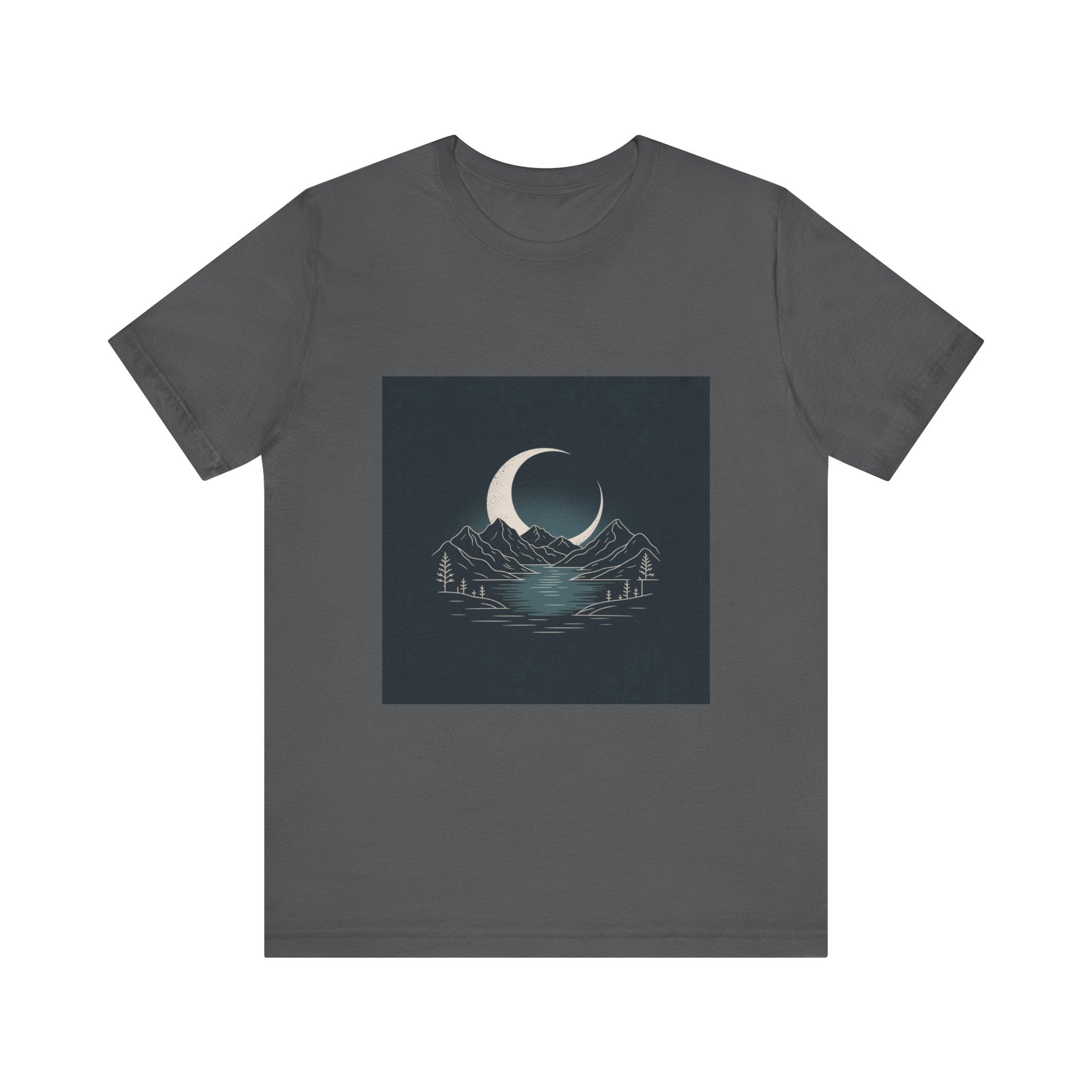 Moonlit Mountains Unisex Tee, Cozy Graphic T-Shirt, Casual Wear for Nature Lovers, Gift for Campers, Perfect for Outdoor Adventures