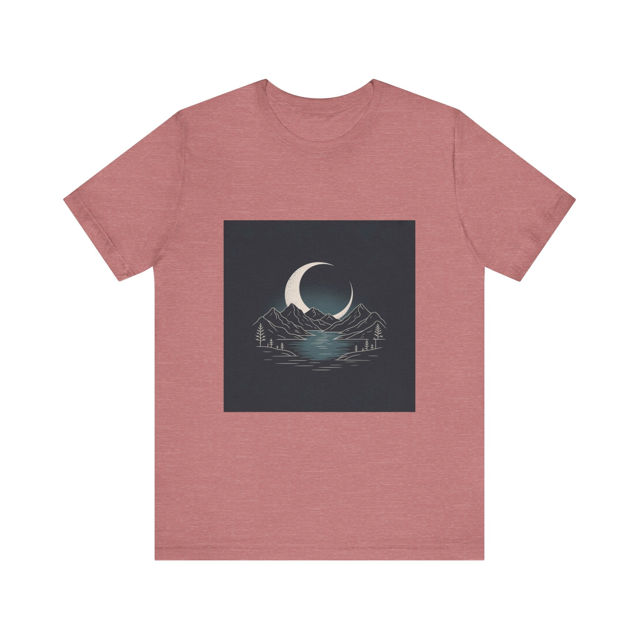 Moonlit Mountains Unisex Tee, Cozy Graphic T-Shirt, Casual Wear for Nature Lovers, Gift for Campers, Perfect for Outdoor Adventures