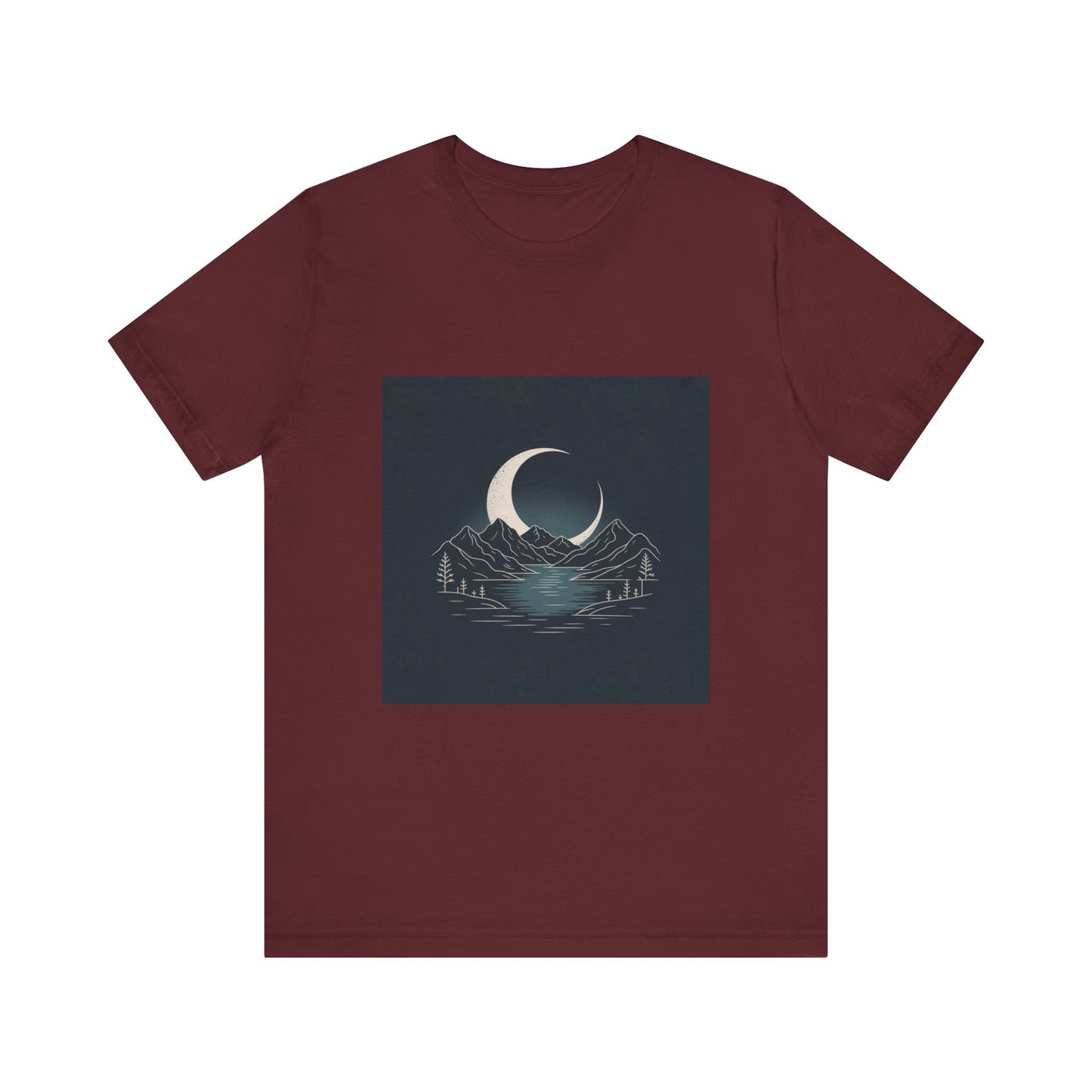 Moonlit Mountains Unisex Tee, Cozy Graphic T-Shirt, Casual Wear for Nature Lovers, Gift for Campers, Perfect for Outdoor Adventures