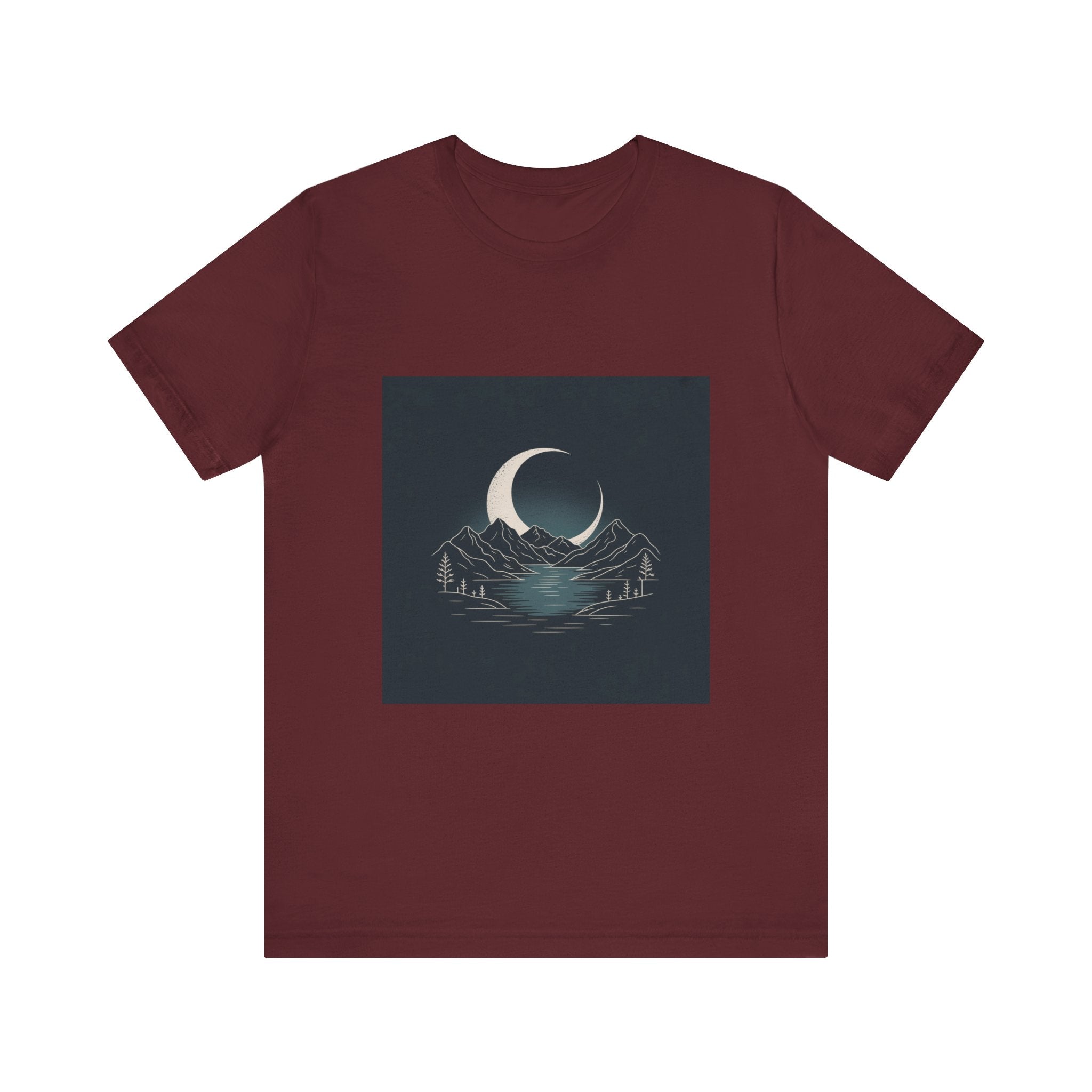 Moonlit Mountains Unisex Tee, Cozy Graphic T-Shirt, Casual Wear for Nature Lovers, Gift for Campers, Perfect for Outdoor Adventures