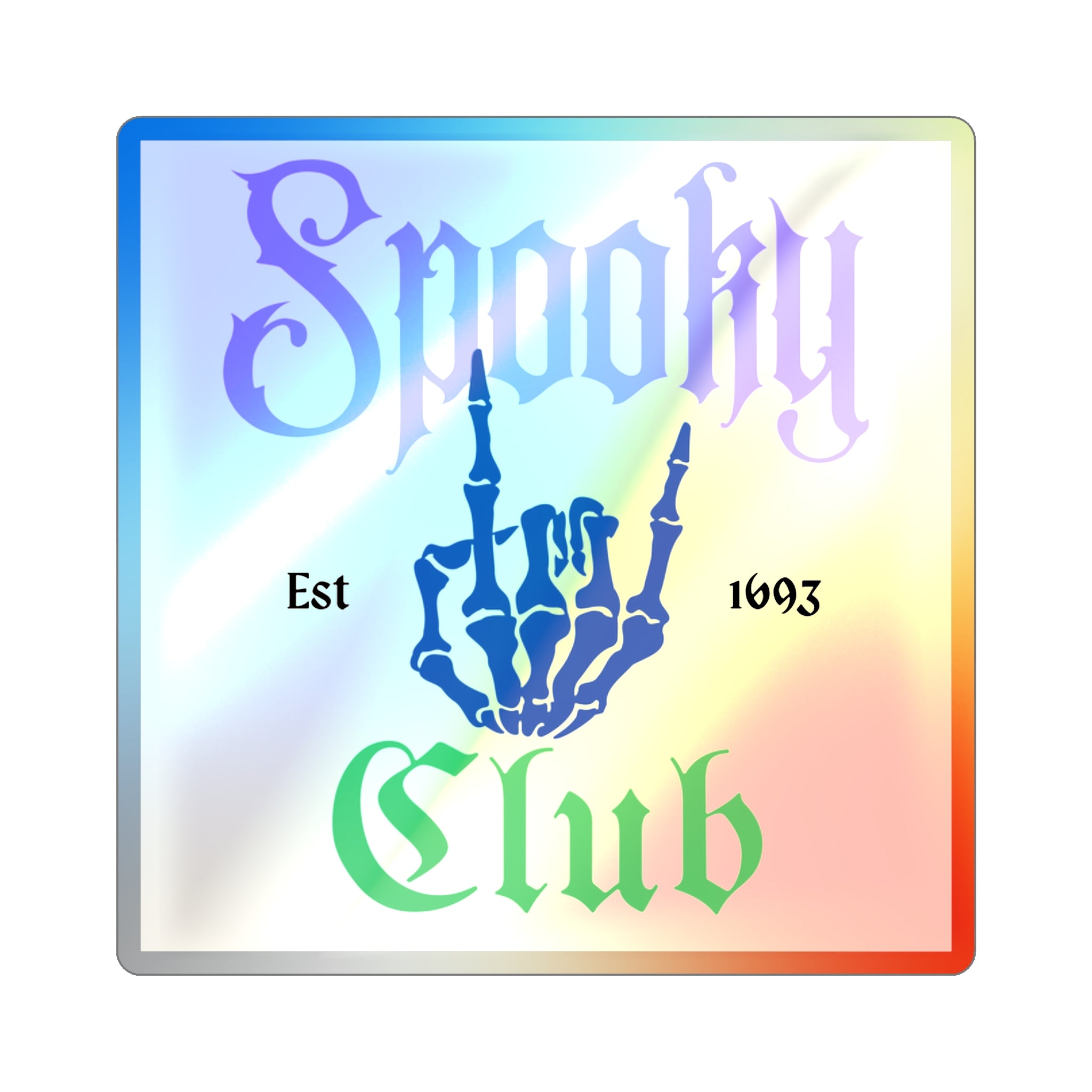 Holographic Stickers, Spooky Club Decal, Unique Skateboard Sticker, Halloween Party Decor, Fun Gift for Friends