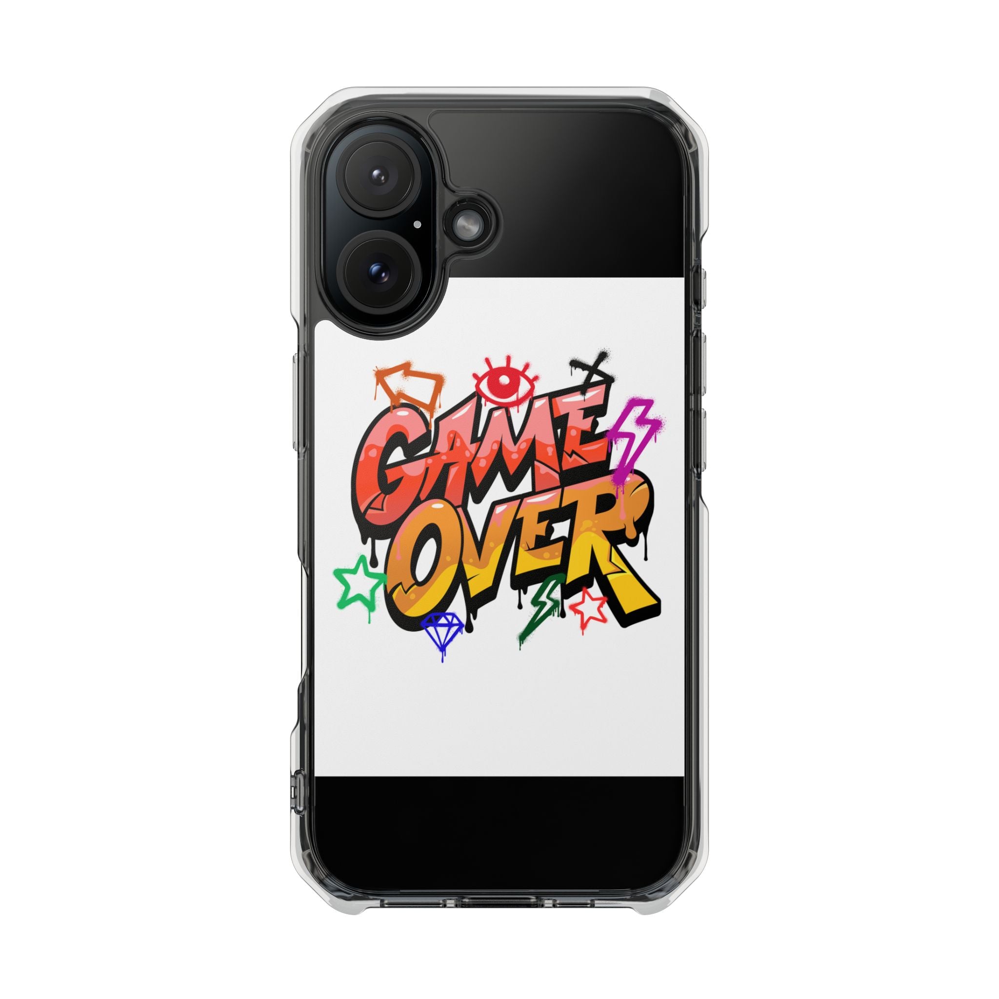 Colorful Game Over Magnetic Phone Case, Custom Impact Case, Fun Phone Accessory, Gifts for Gamers, Unique Phone Cover