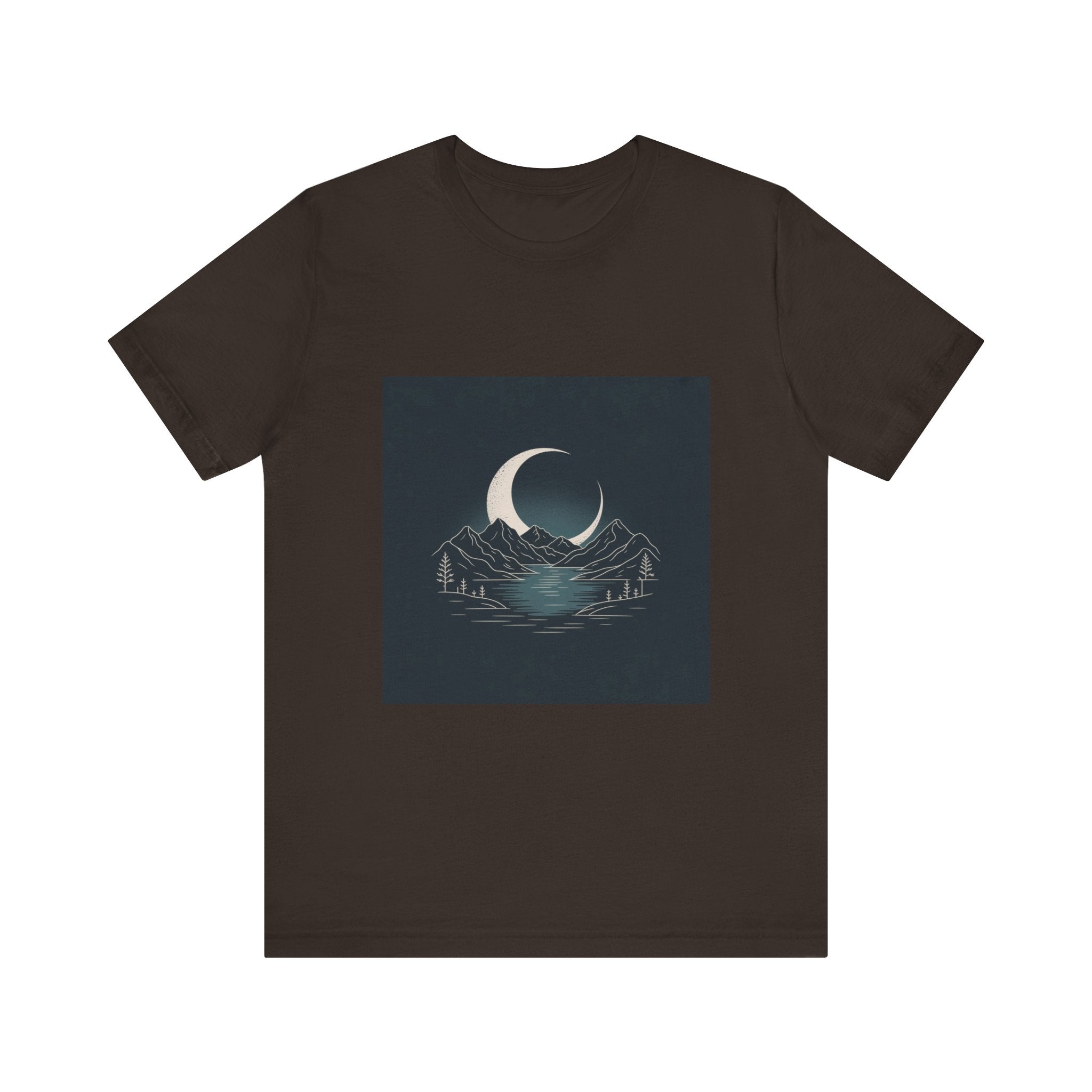 Moonlit Mountains Unisex Tee, Cozy Graphic T-Shirt, Casual Wear for Nature Lovers, Gift for Campers, Perfect for Outdoor Adventures