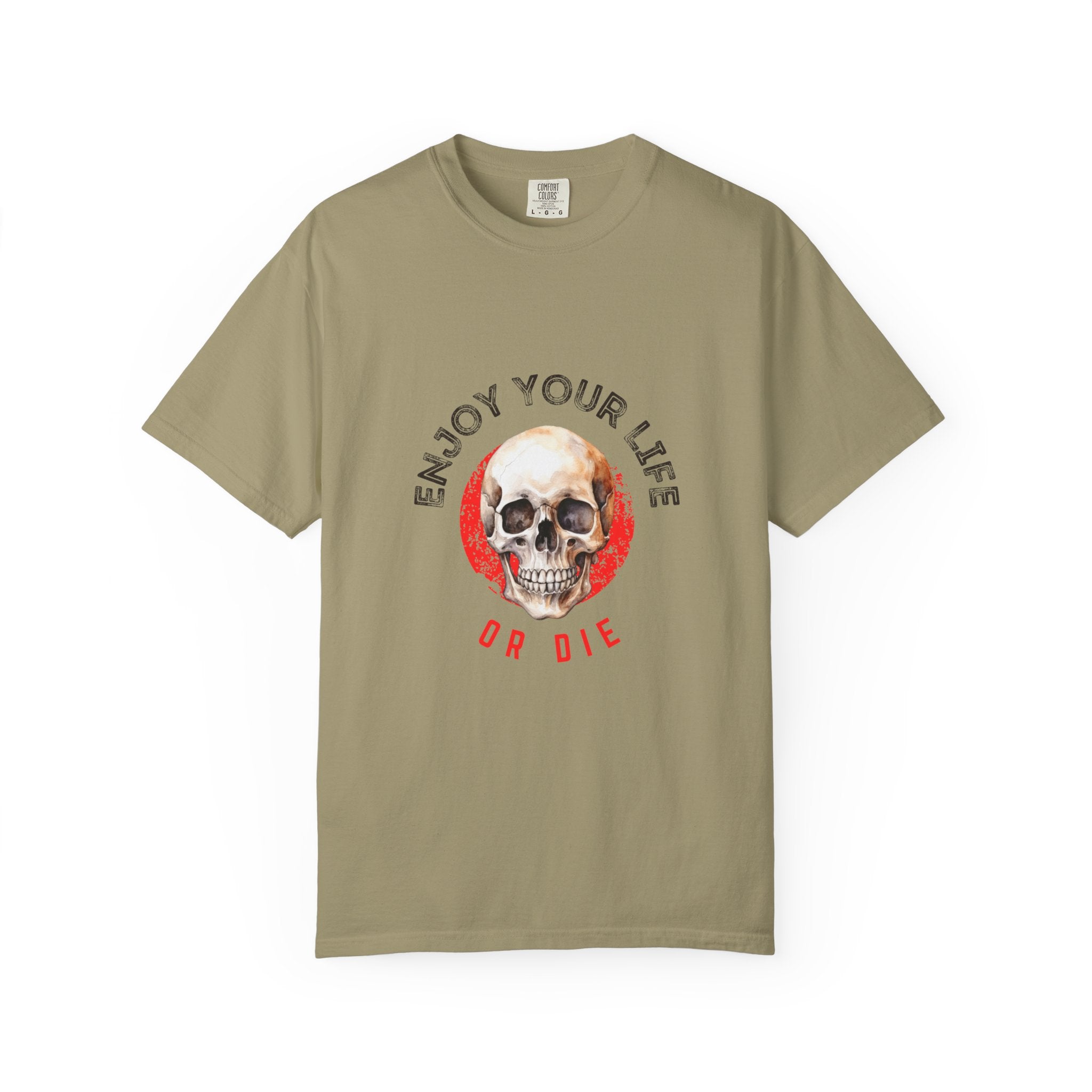 Skull Graphic T-Shirt, Enjoy Your Life Tee, Unisex Casual Shirt, Alternative Fashion, Edgy Gift for Halloween, Summer Wardrobe