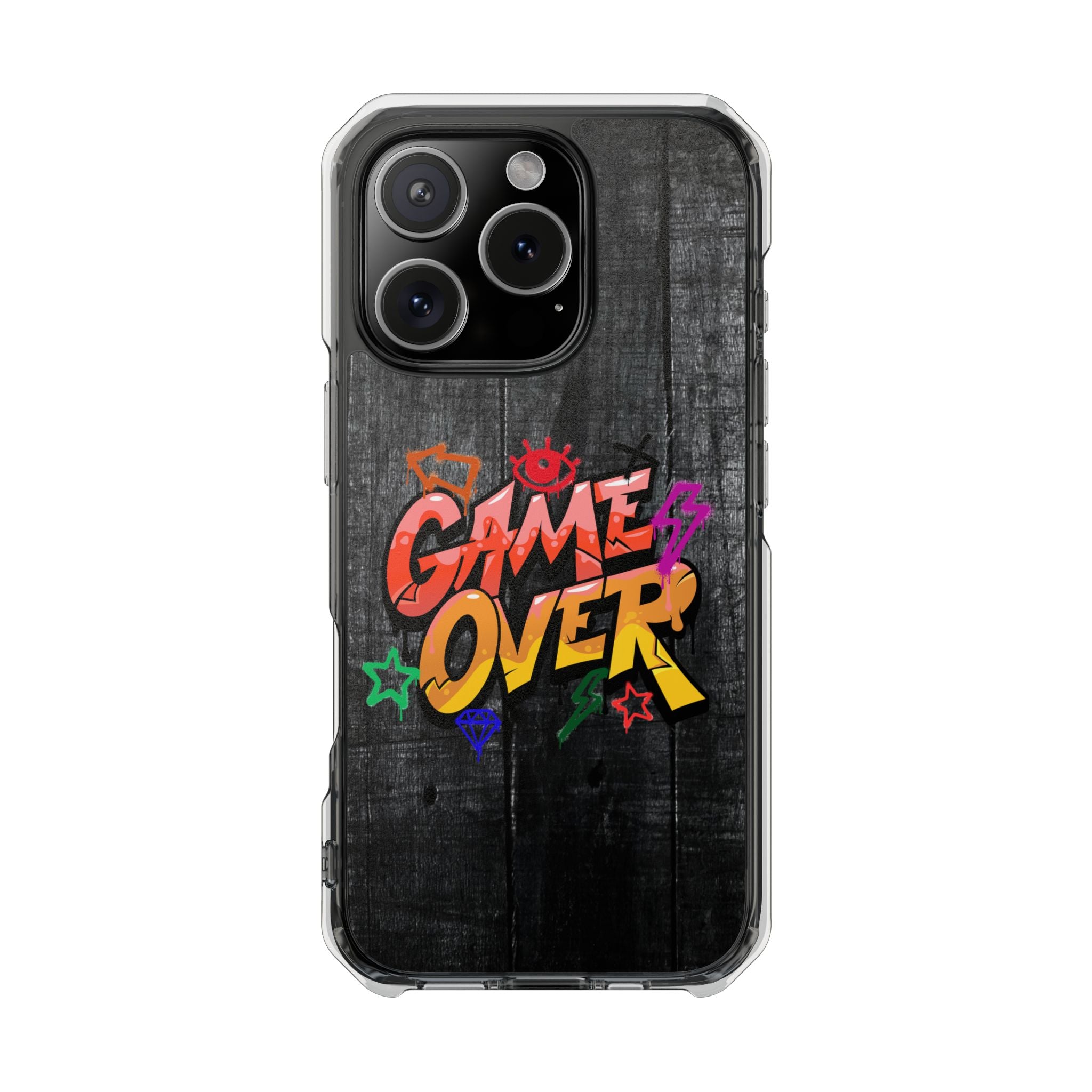Colorful Game Over Magnetic Phone Case, Custom Impact Case, Fun Phone Accessory, Gifts for Gamers, Unique Phone Cover