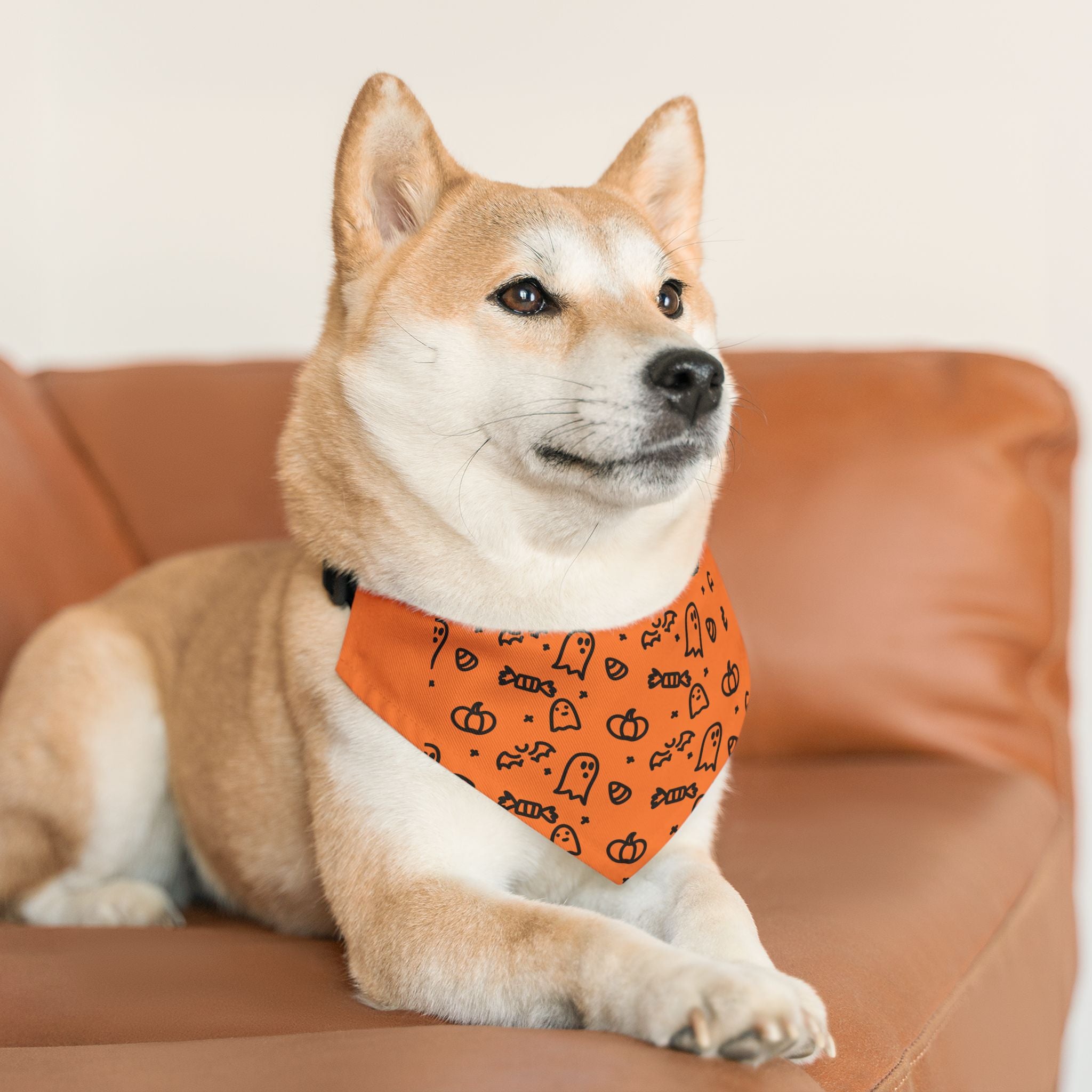 Festive Pet Bandana, Autumn Dog Accessory, Pumpkin Halloween Style, Stylish Collar Wrap, Pet Clothing for Fall Celebrations