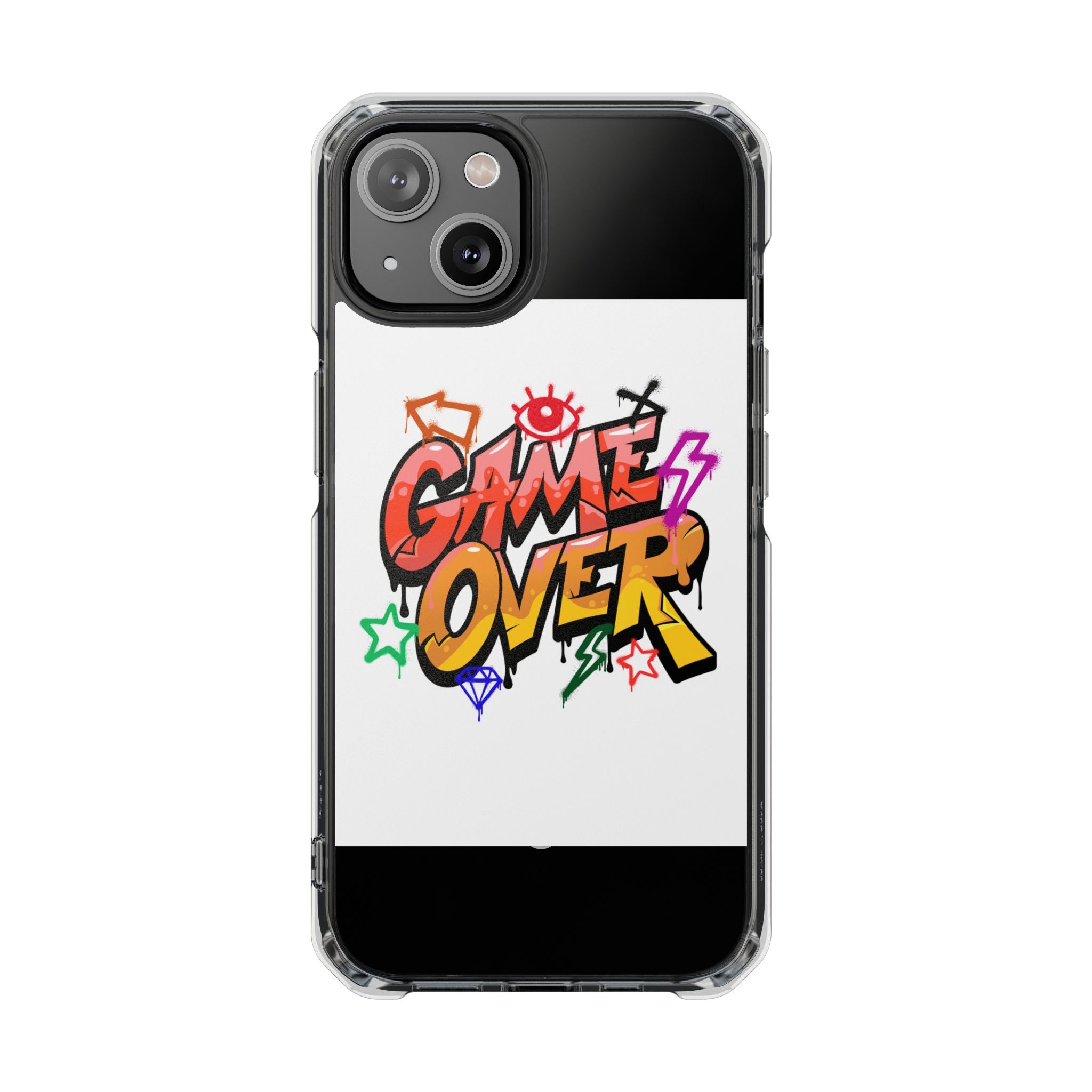 Colorful Game Over Magnetic Phone Case, Custom Impact Case, Fun Phone Accessory, Gifts for Gamers, Unique Phone Cover