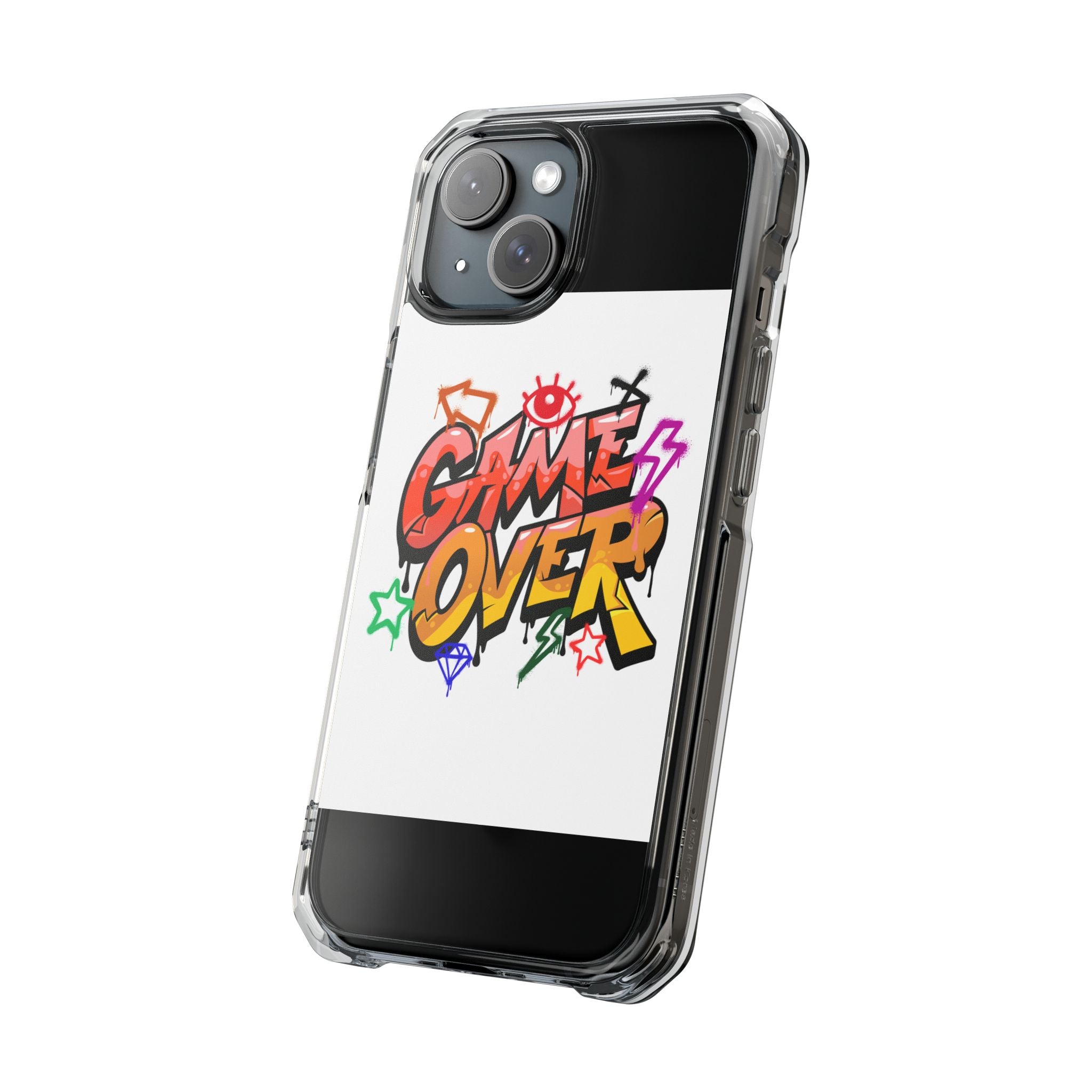 Colorful Game Over Magnetic Phone Case, Custom Impact Case, Fun Phone Accessory, Gifts for Gamers, Unique Phone Cover
