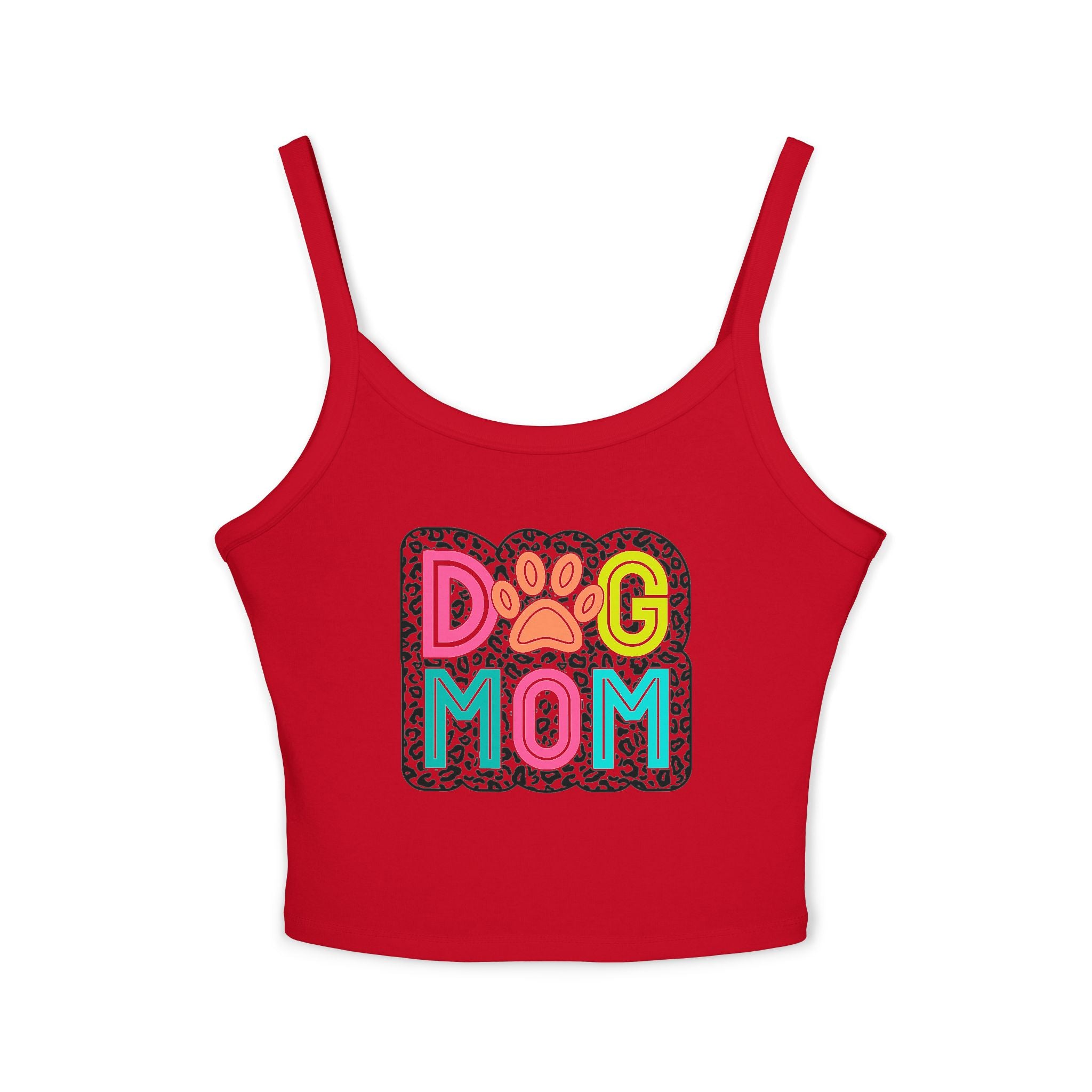Dog Mom Spaghetti Strap Tank Top - Cute Pet Lover Shirt! Perfect for Summer, Gifts for Dog Lovers, Casual Wear, Pet Owners, Animal Lovers