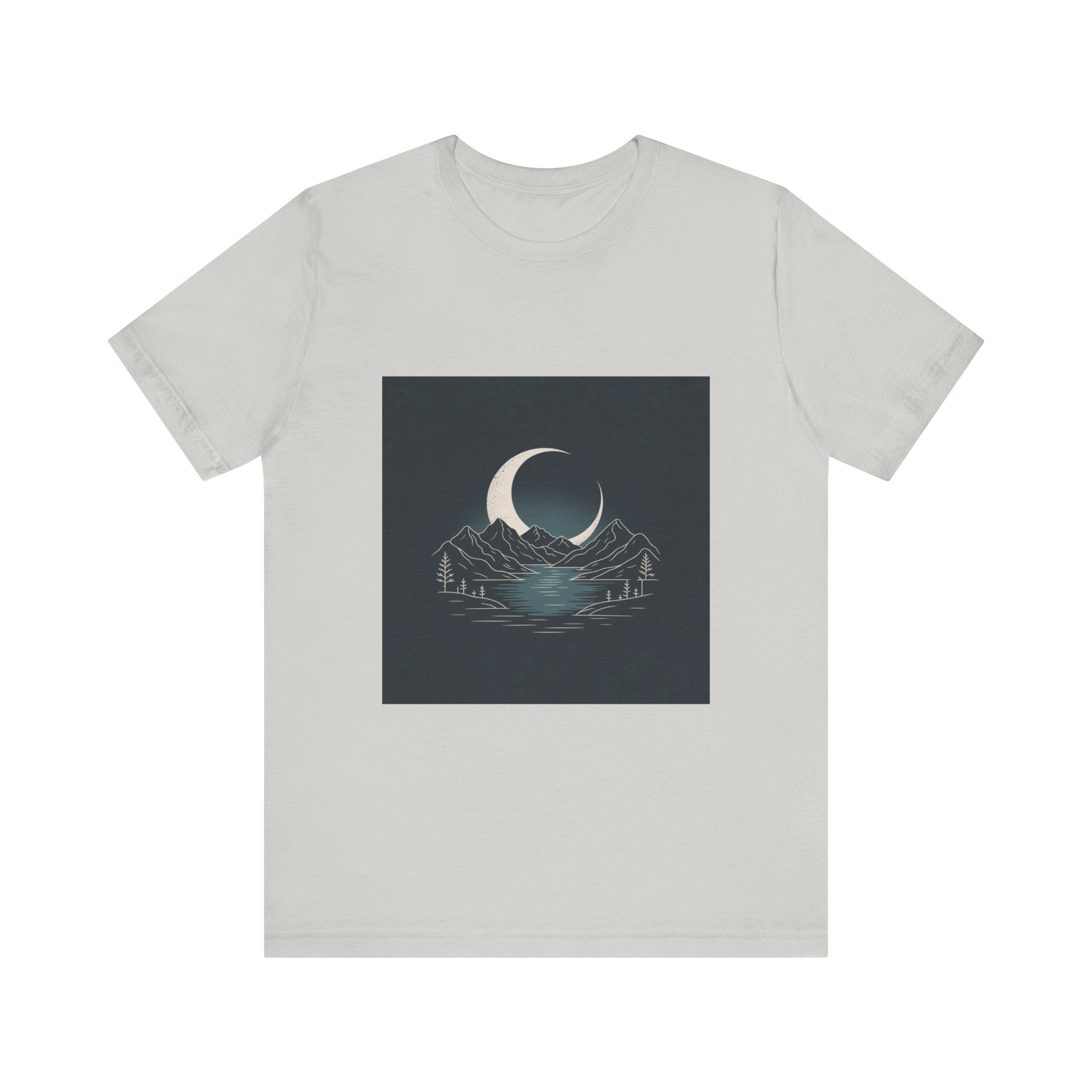 Moonlit Mountains Unisex Tee, Cozy Graphic T-Shirt, Casual Wear for Nature Lovers, Gift for Campers, Perfect for Outdoor Adventures