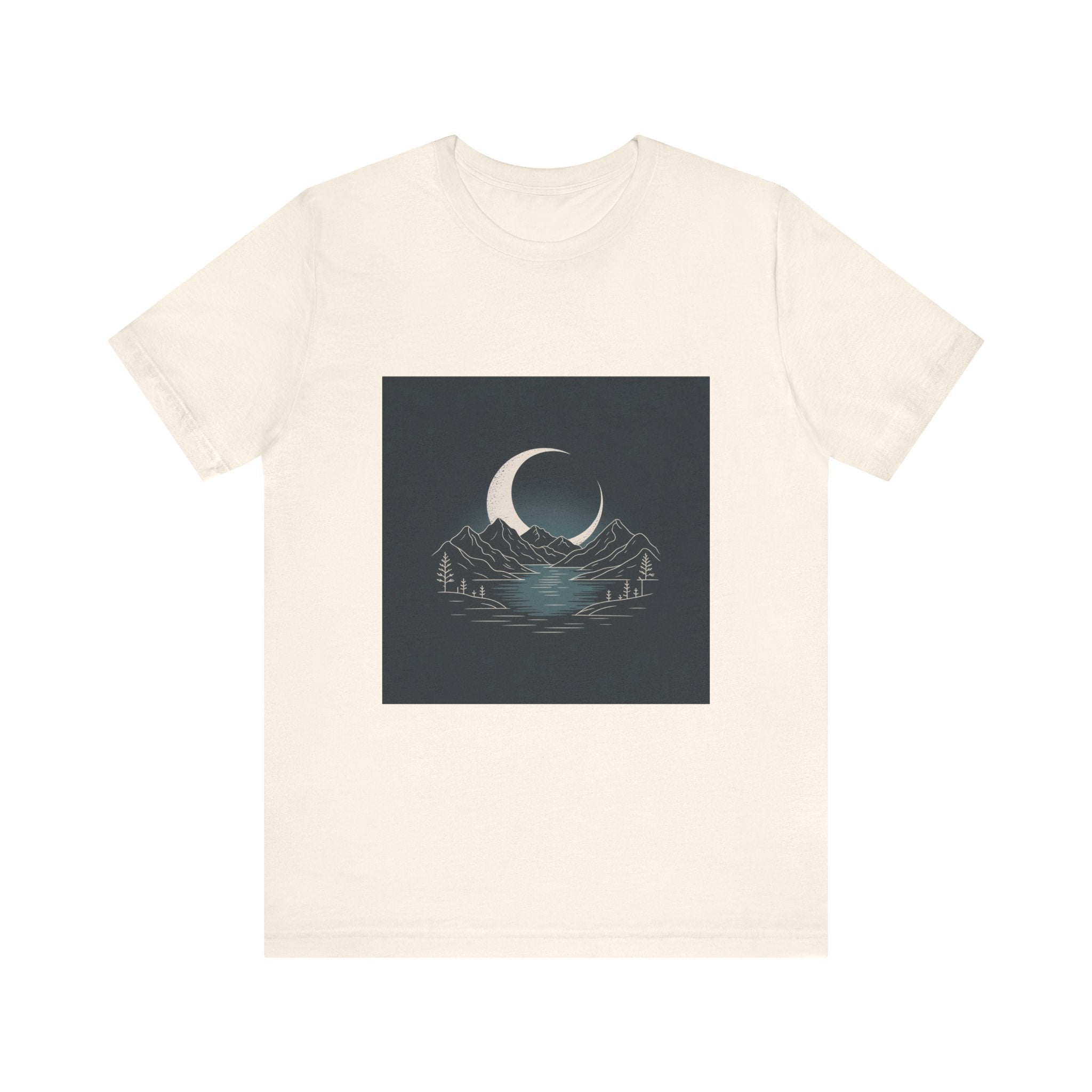 Moonlit Mountains Unisex Tee, Cozy Graphic T-Shirt, Casual Wear for Nature Lovers, Gift for Campers, Perfect for Outdoor Adventures