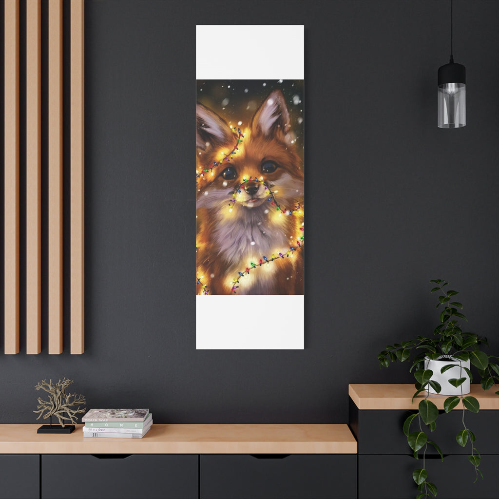Christmas Fox Canvas Print, Holiday Wall Art, Cute Animal Decor, Light-Up Fox Artwork, Perfect Gift for Pet Lovers