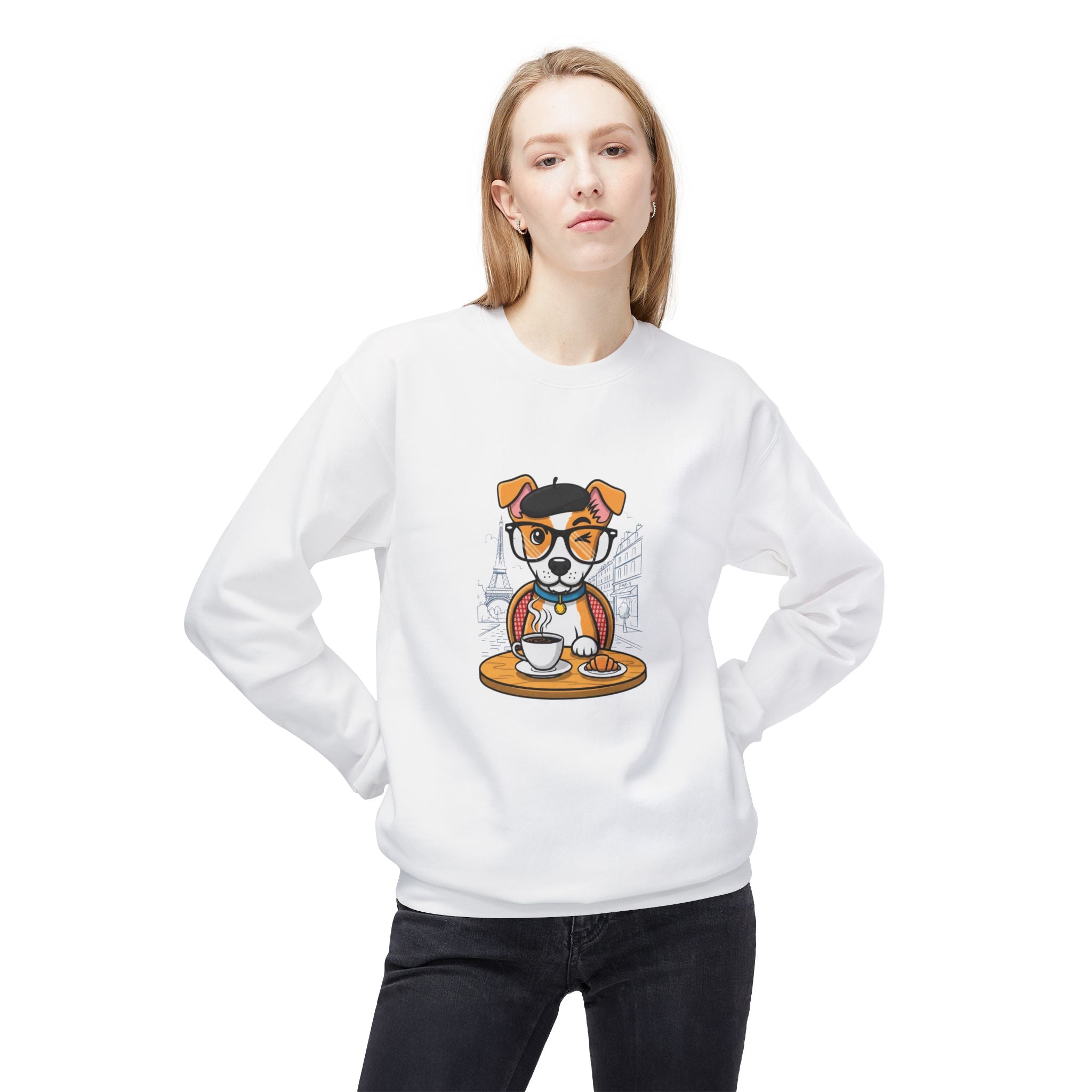 Cute Dog Coffee Lover Sweatshirt, Pet Lover Gift, Cozy Crewneck, Animal Lover Apparel, Funny Sweatshirt for Dog Moms, Casual Outfit