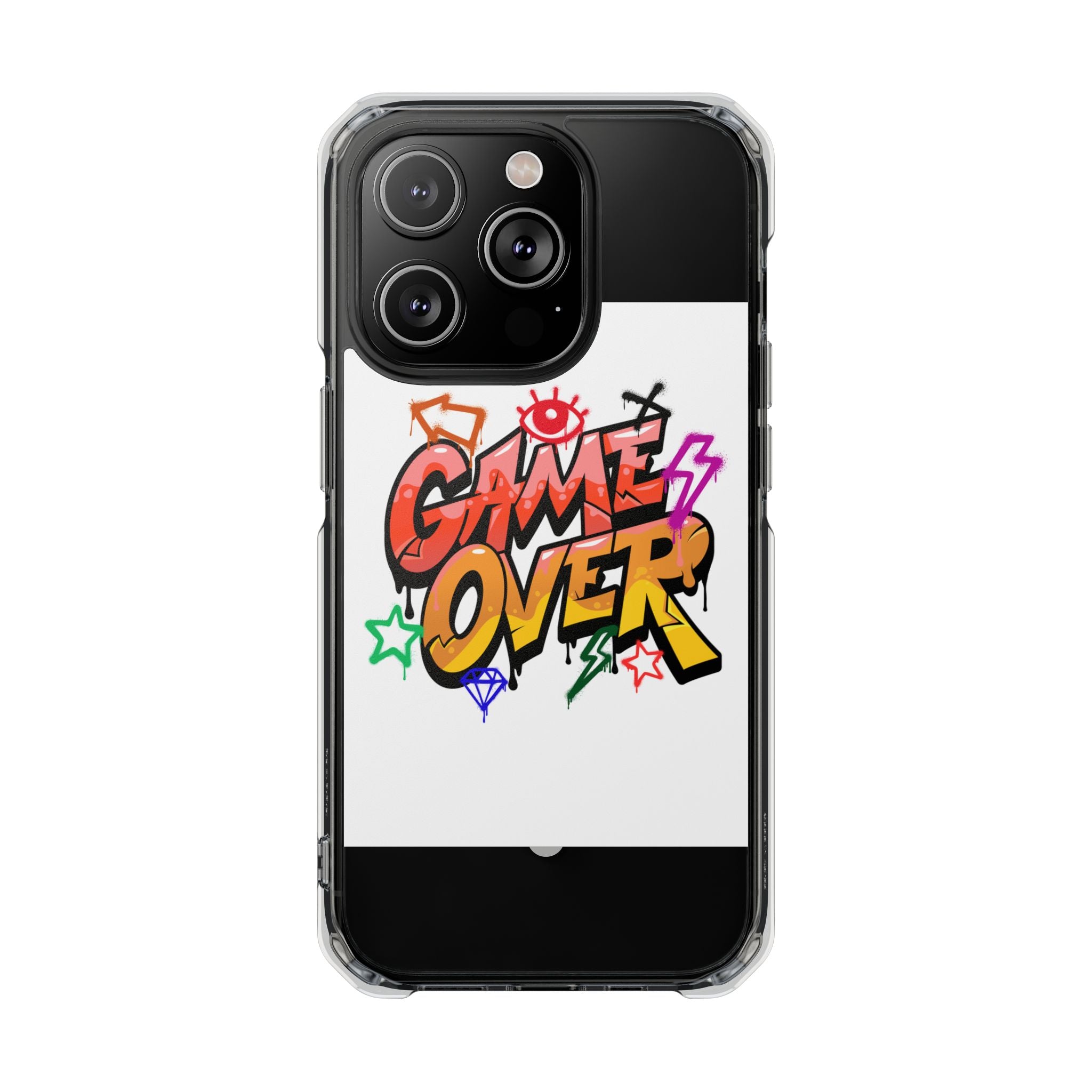 Colorful Game Over Magnetic Phone Case, Custom Impact Case, Fun Phone Accessory, Gifts for Gamers, Unique Phone Cover