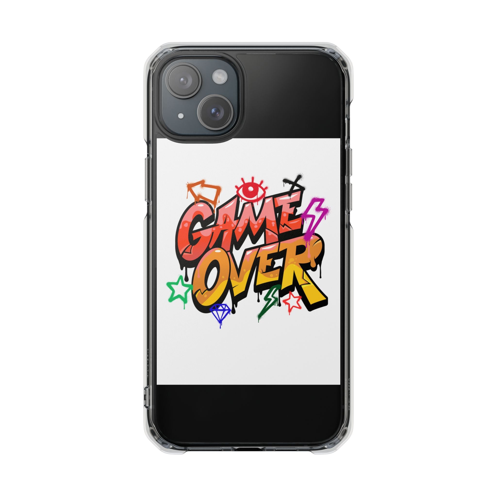 Colorful Game Over Magnetic Phone Case, Custom Impact Case, Fun Phone Accessory, Gifts for Gamers, Unique Phone Cover
