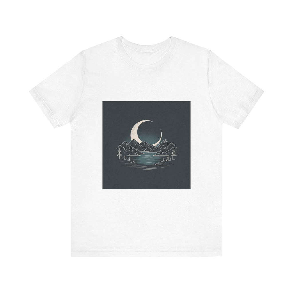 Moonlit Mountains Unisex Tee, Cozy Graphic T-Shirt, Casual Wear for Nature Lovers, Gift for Campers, Perfect for Outdoor Adventures