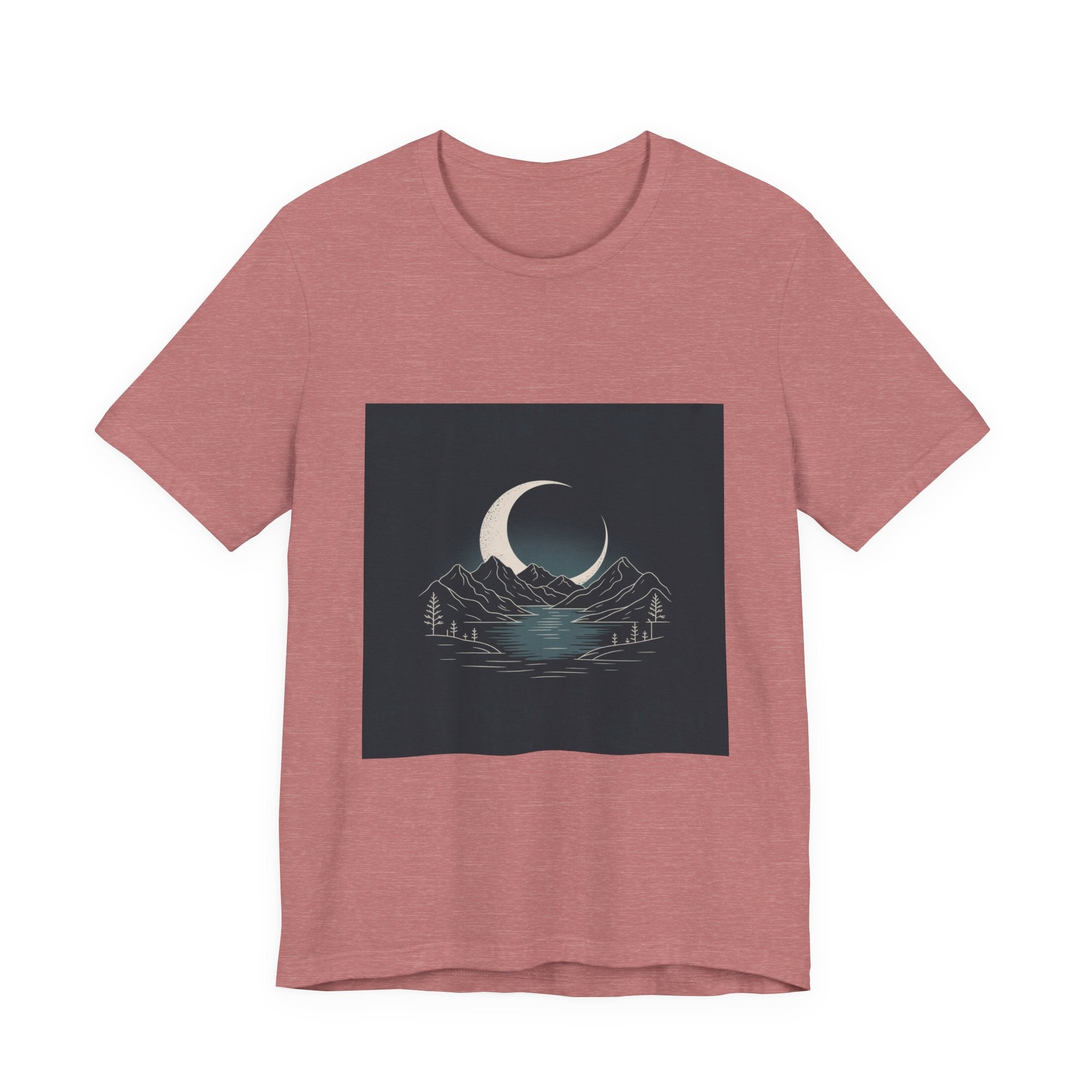Moonlit Mountains Unisex Tee, Cozy Graphic T-Shirt, Casual Wear for Nature Lovers, Gift for Campers, Perfect for Outdoor Adventures