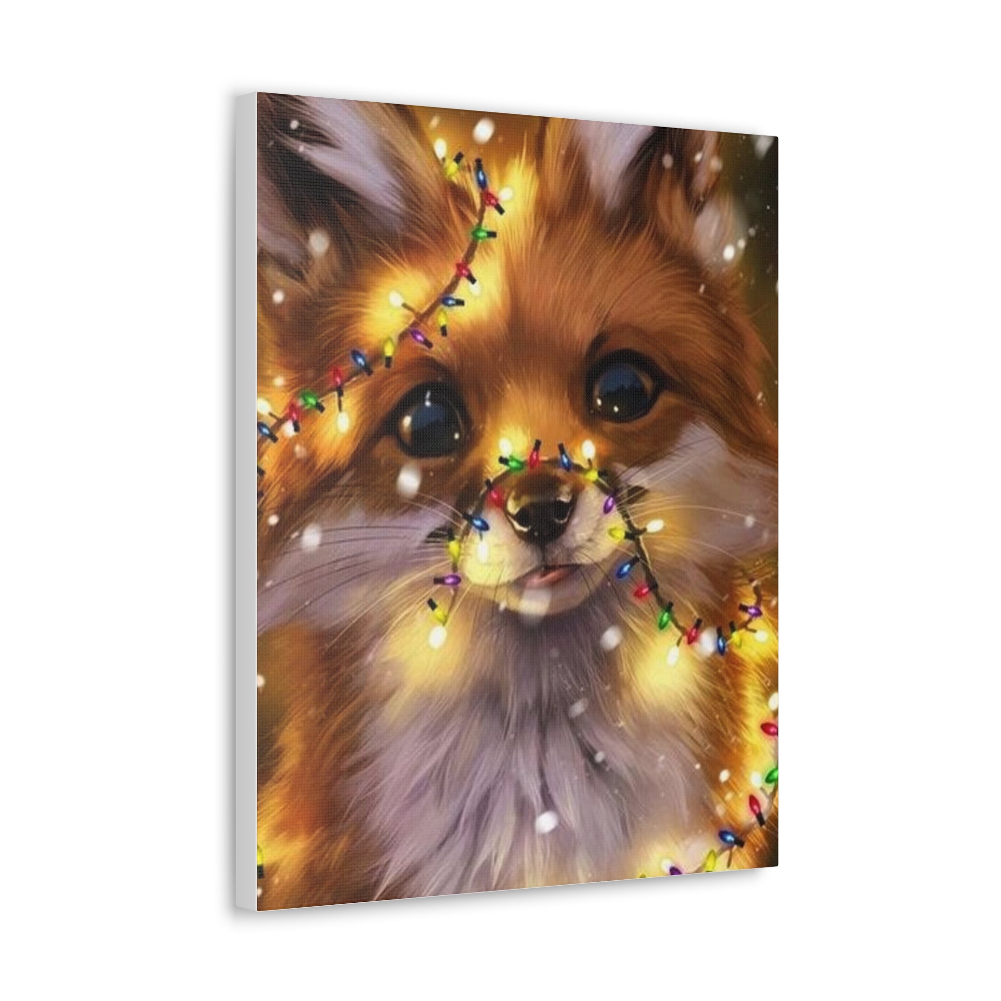 Christmas Fox Canvas Print, Holiday Wall Art, Cute Animal Decor, Light-Up Fox Artwork, Perfect Gift for Pet Lovers