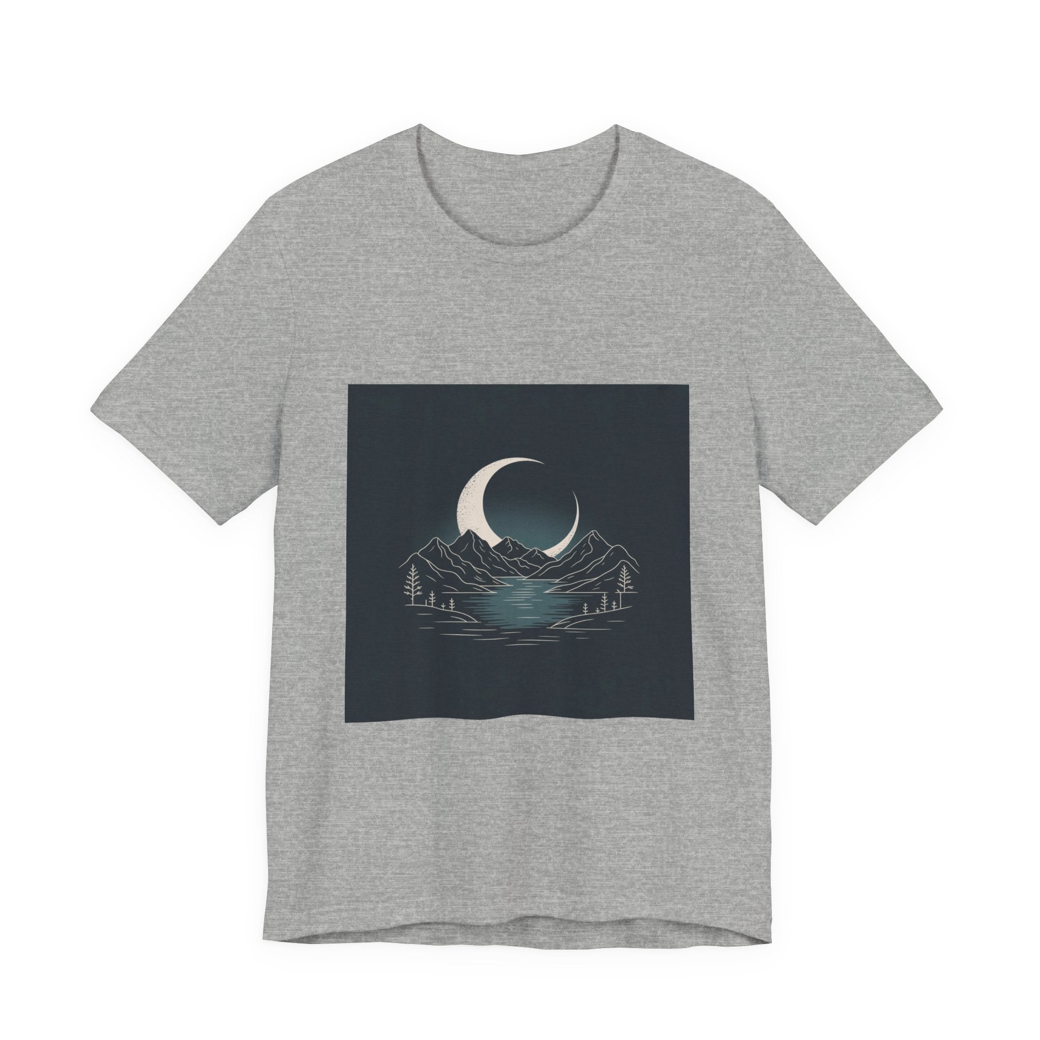 Moonlit Mountains Unisex Tee, Cozy Graphic T-Shirt, Casual Wear for Nature Lovers, Gift for Campers, Perfect for Outdoor Adventures